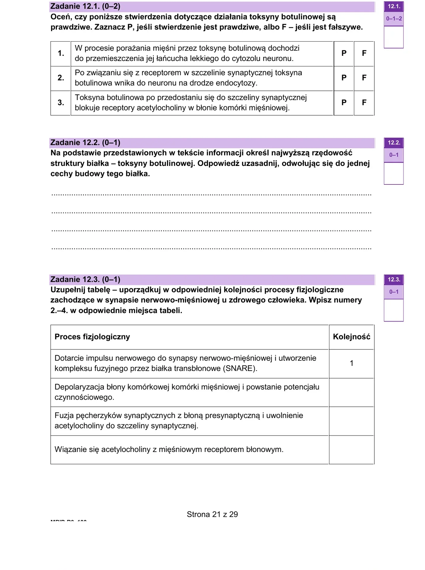 Zadanie 12 - synapsa nerwowo-mięśniowa, toksyna botulinowa