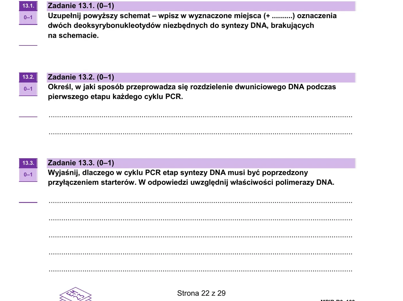 Zadanie 13 - PCR, schemat amplifikacji