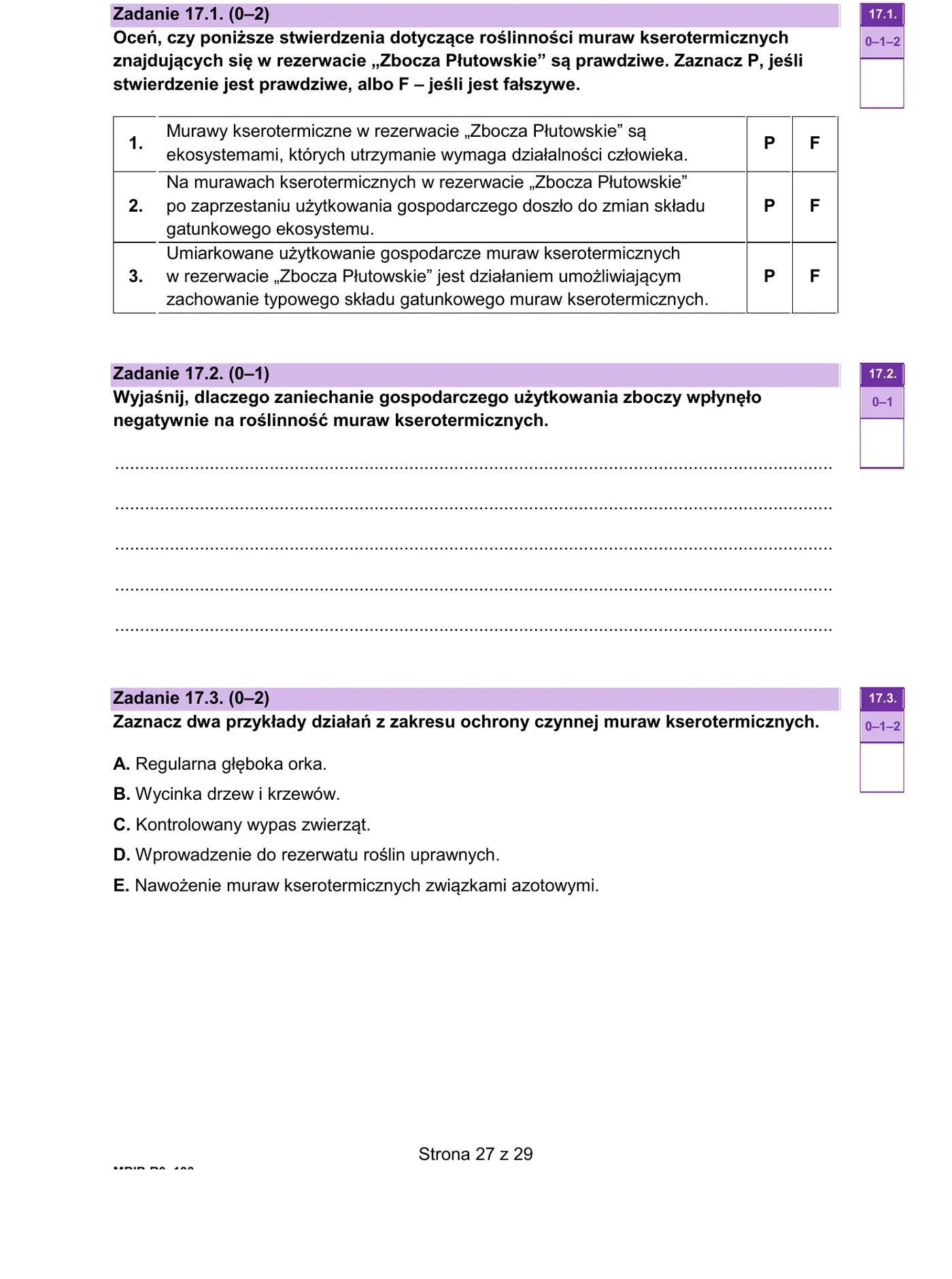 Zadanie 17 - rezerwat Zbocza Płutowskie