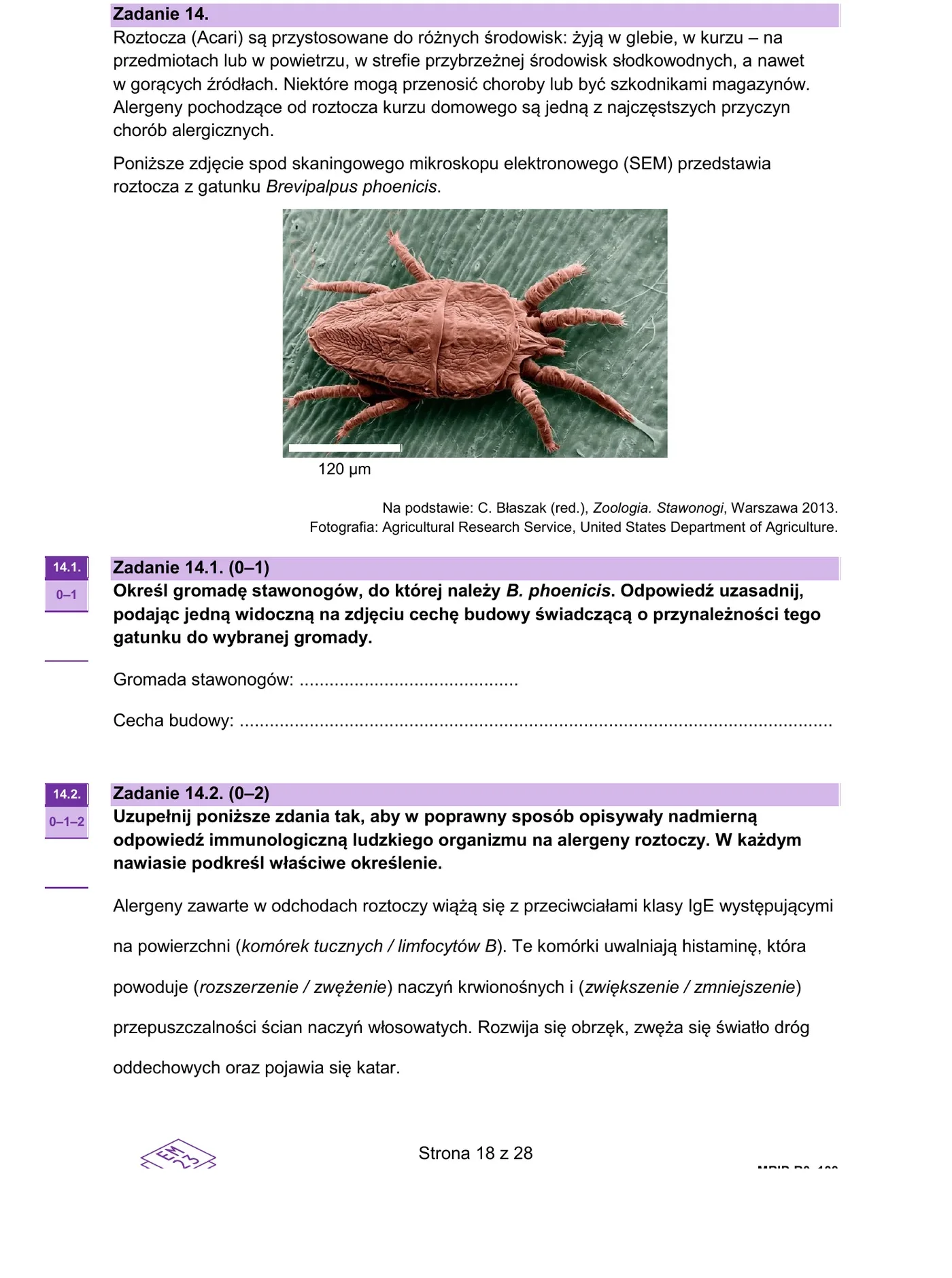 Zadanie 14 - roztocza i alergia
