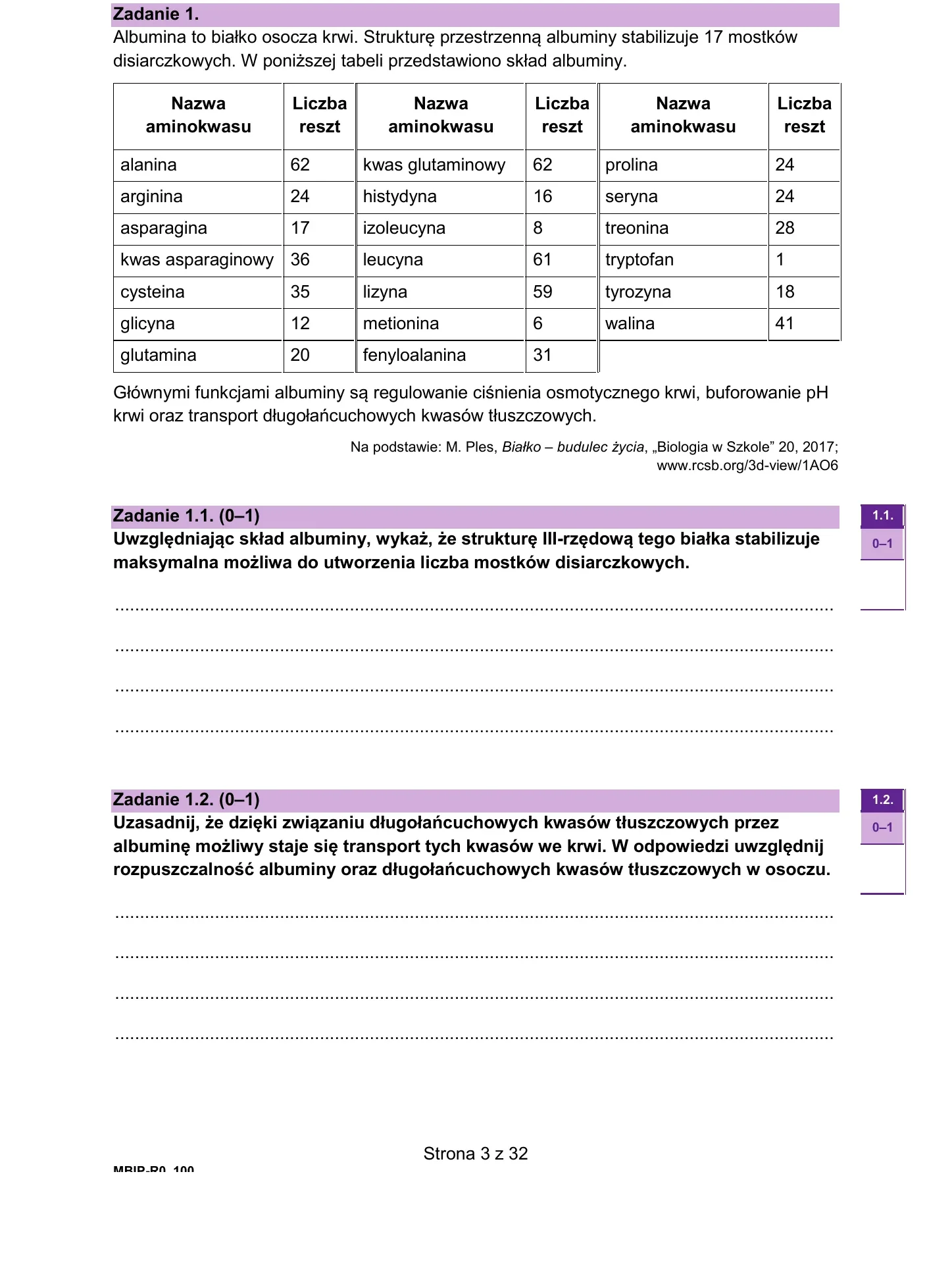 Zadanie 1 — biologia 2026, poziom rozszerzony, arkusz CKE