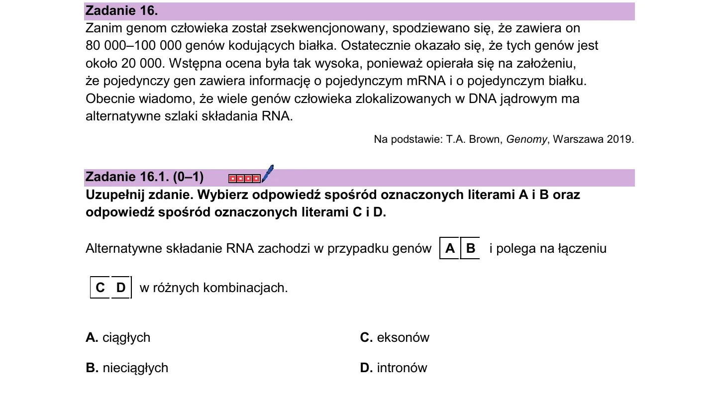 Zadanie 16 — biologia 2026, poziom rozszerzony, arkusz CKE