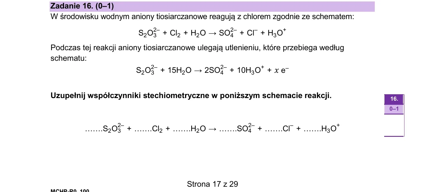 Zadanie 16 - chemia 2023 PR