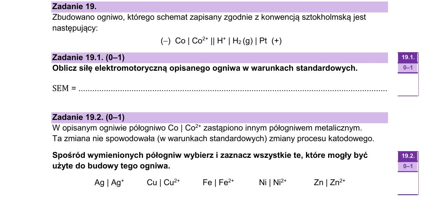 Zadanie 19 - chemia 2023 PR