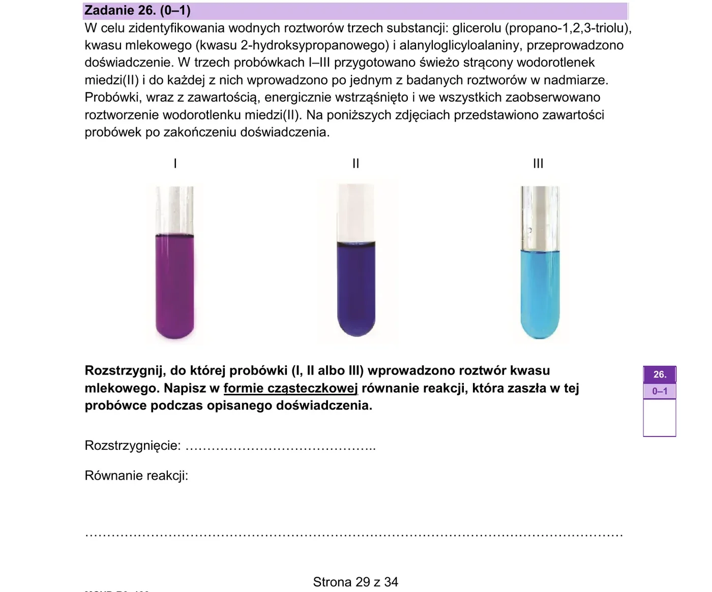 Zadanie 26 - identyfikacja roztworów
