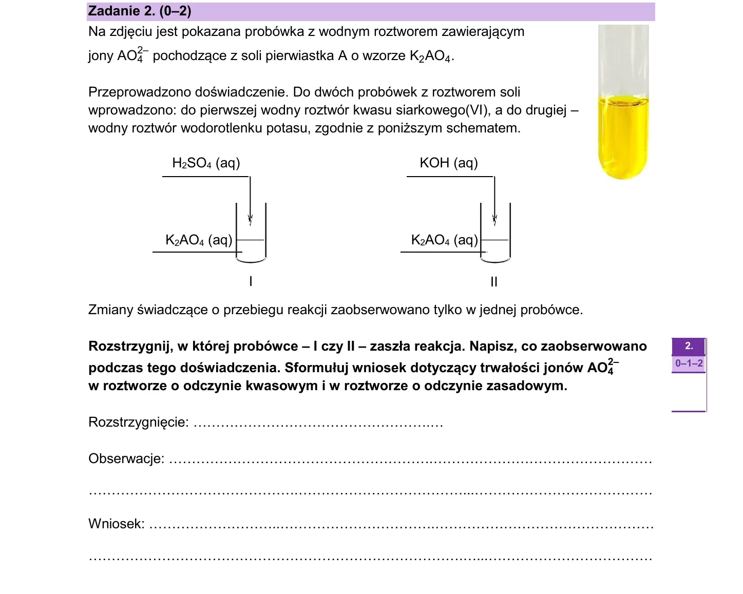Zadanie 2 — chemia 2026, poziom rozszerzony, arkusz CKE