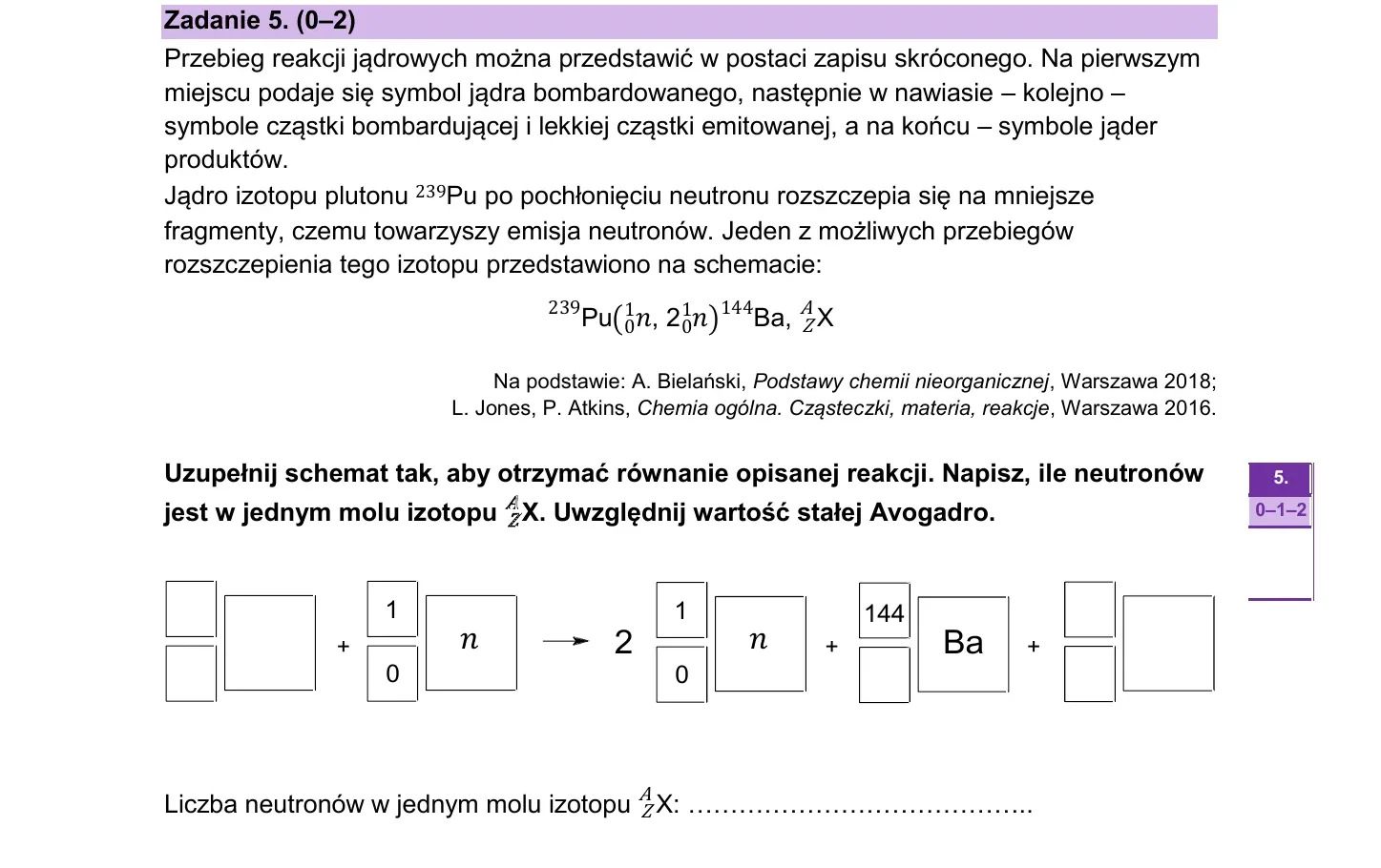 Zadanie 5 — chemia 2026, poziom rozszerzony, arkusz CKE