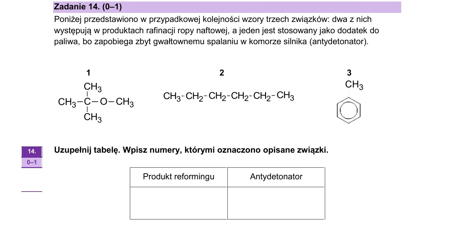 Zadanie 14 — chemia 2026, poziom rozszerzony, arkusz CKE