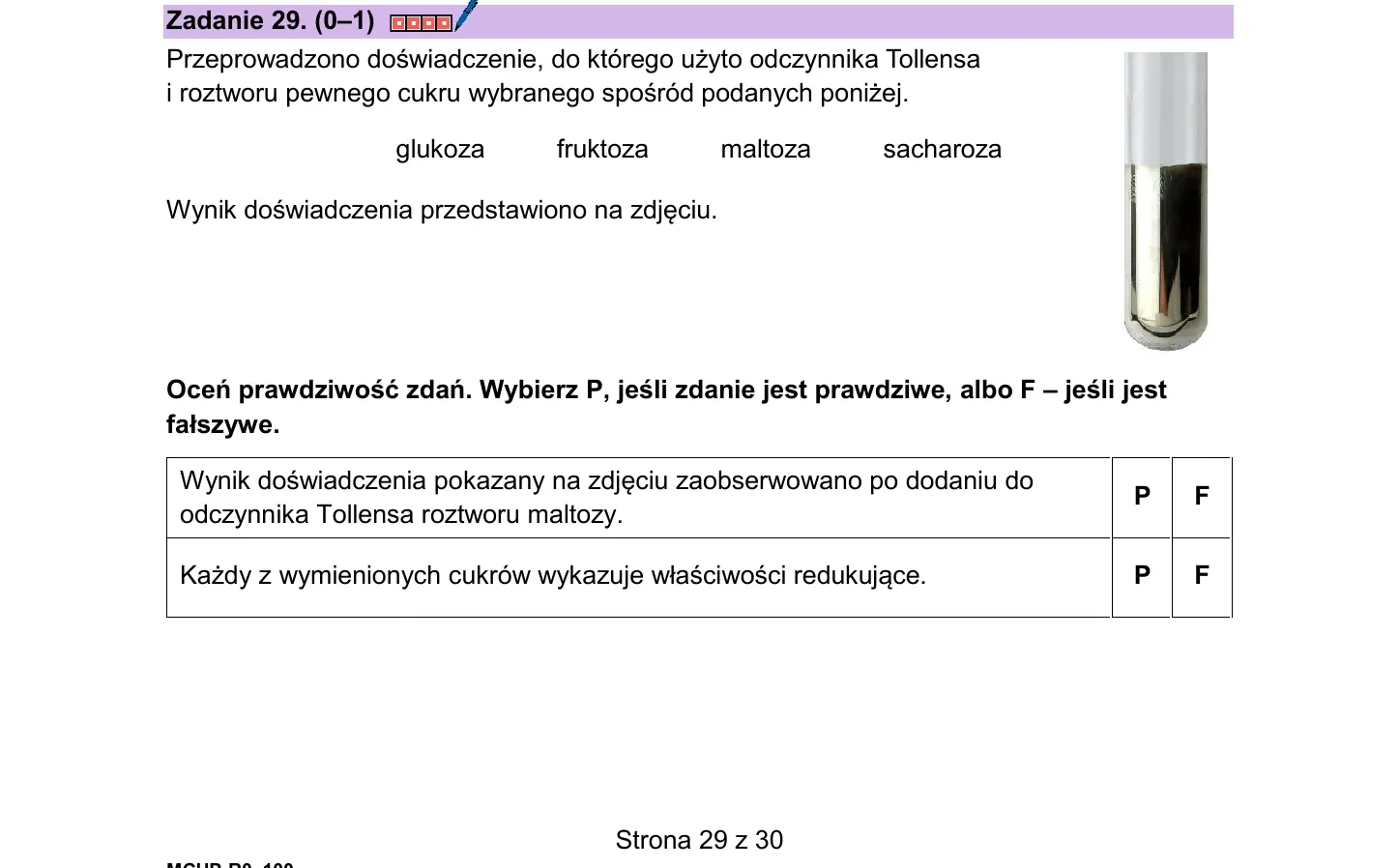 Zadanie 29 — chemia 2026, poziom rozszerzony, arkusz CKE