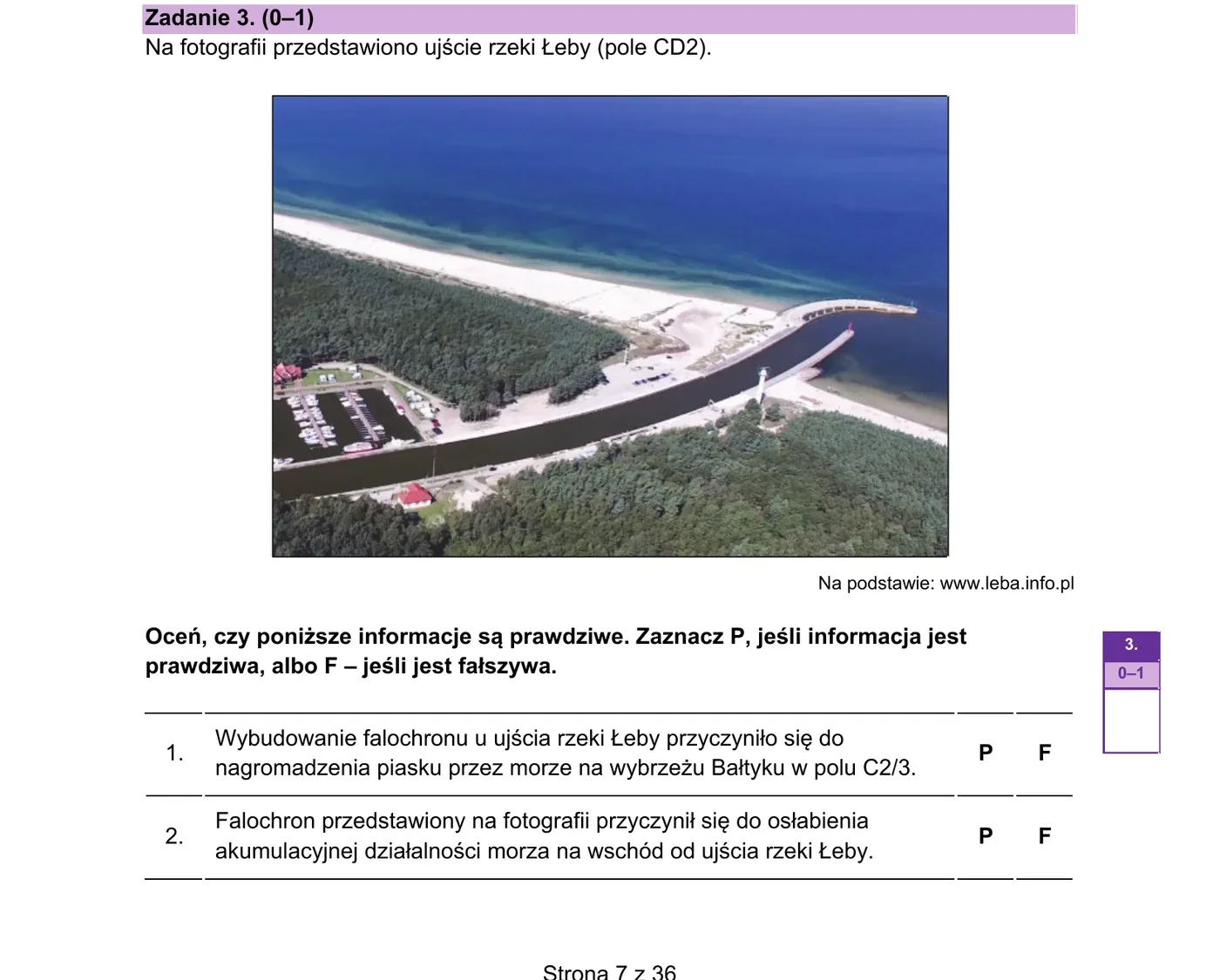 Treść zadania 3 z arkusza CKE 2023 PR — wybrzeże Bałtyku