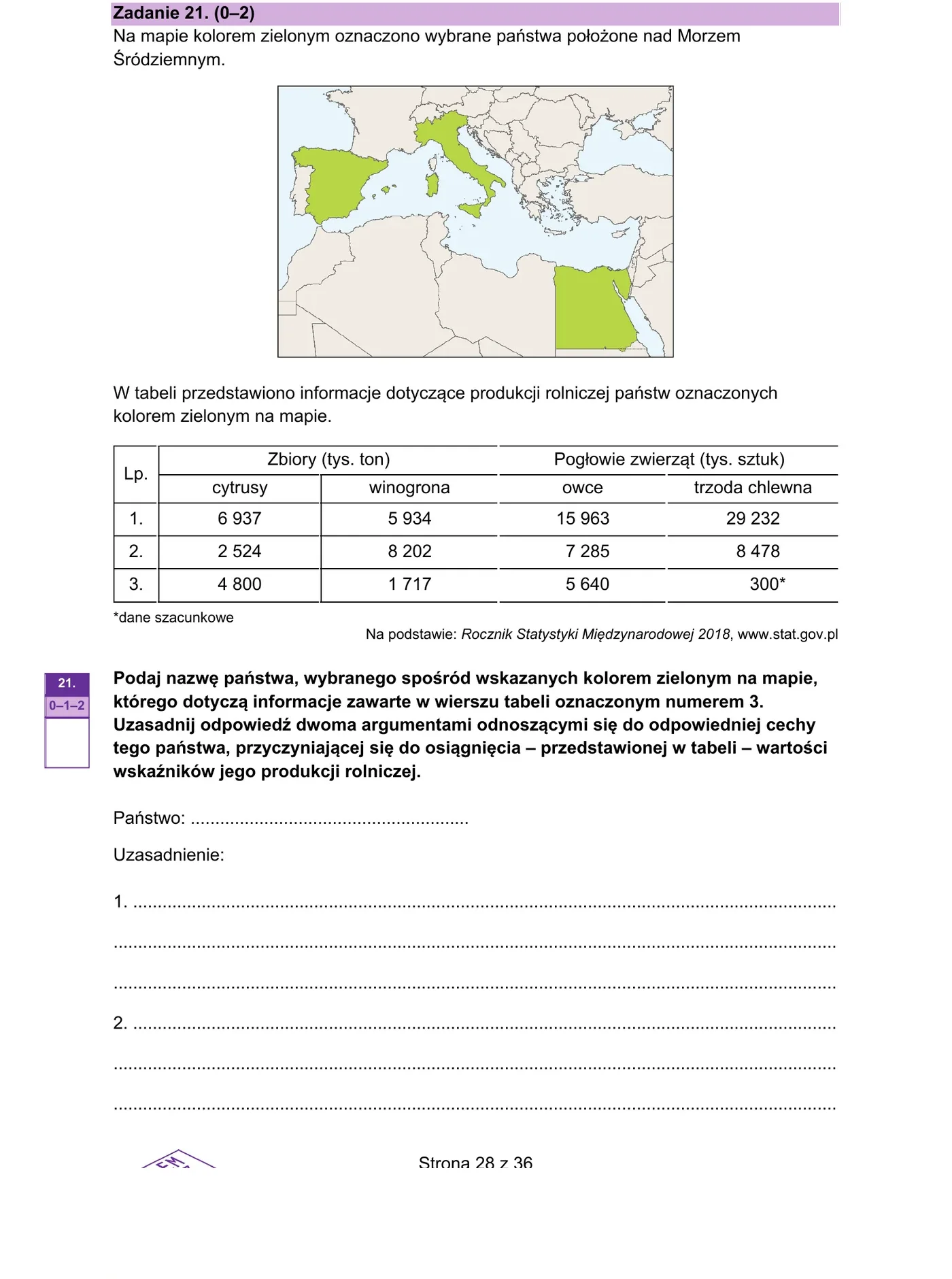 Tresc zadania 21 z arkusza CKE 2023 PR (str. 30)