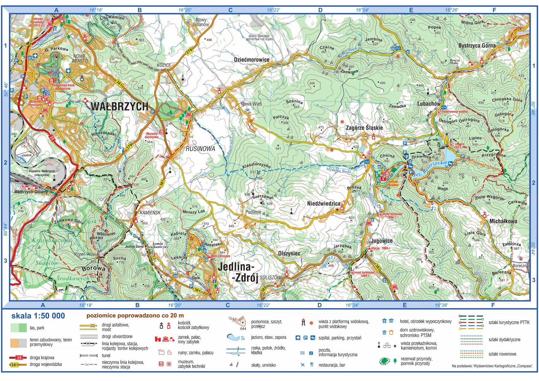 Mapa szczegółowa Sudetów — Jezioro Bystrzyckie w polu EF2