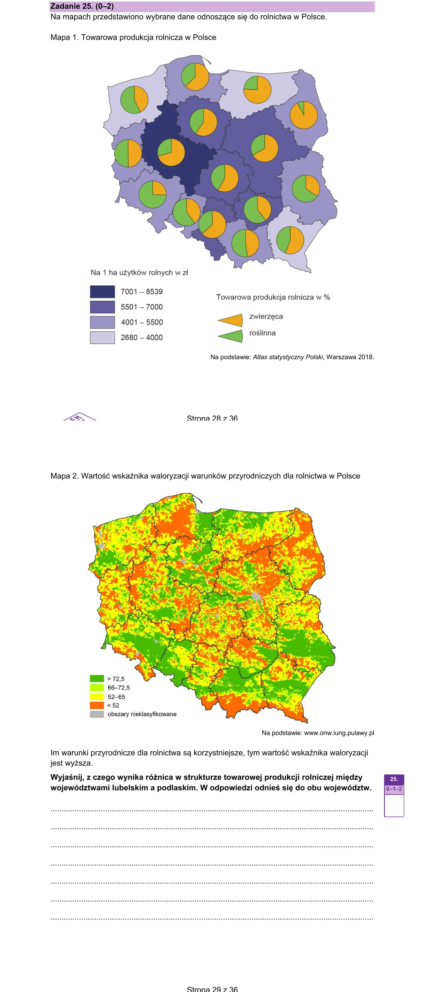 Mapa 1: towarowa produkcja rolnicza w Polsce (kółka per województwo z udziałem produkcji zwierzęcej/roślinnej)