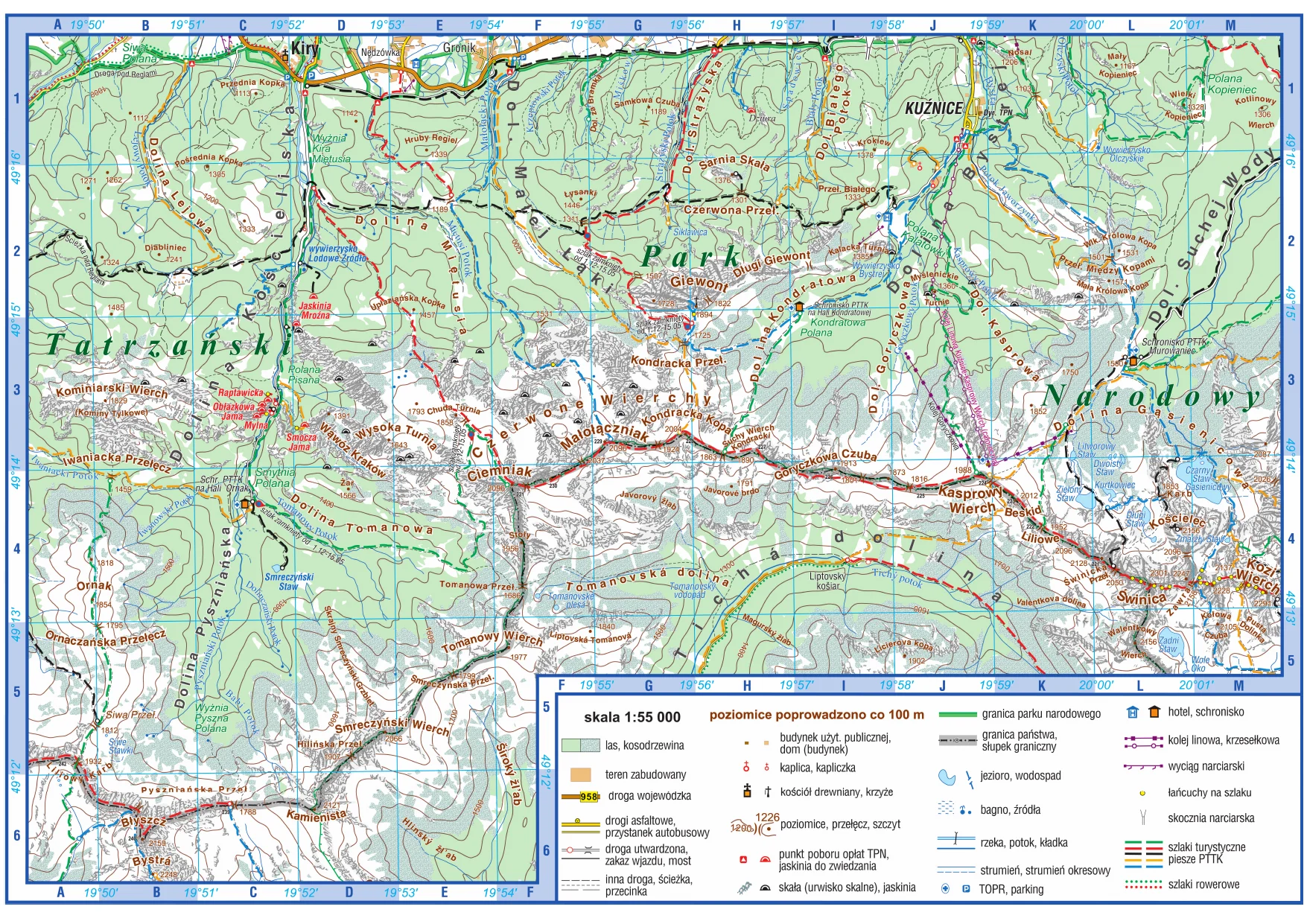 Mapa szczegółowa Tatr — trasa Kolei Goryczkowej w polu J3/4