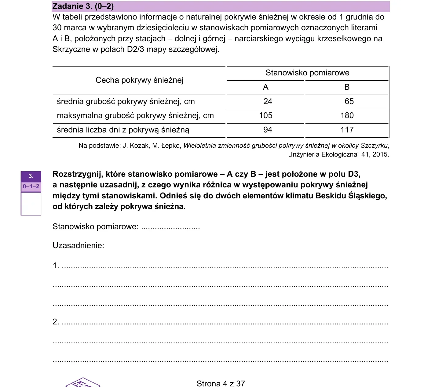 Zadanie 3 — geografia 2026, poziom rozszerzony, arkusz CKE