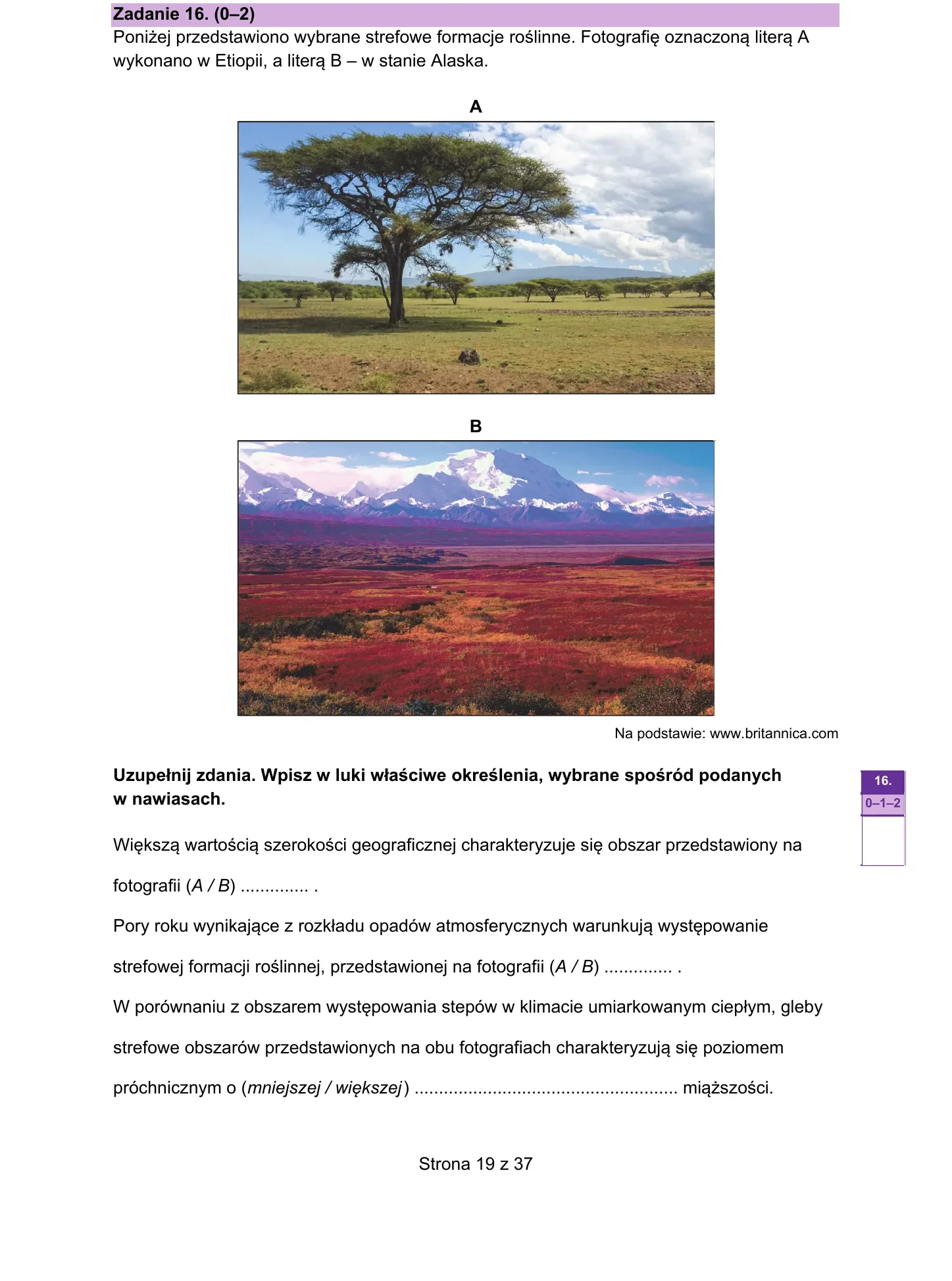 Zadanie 16 — geografia 2026, poziom rozszerzony, arkusz CKE