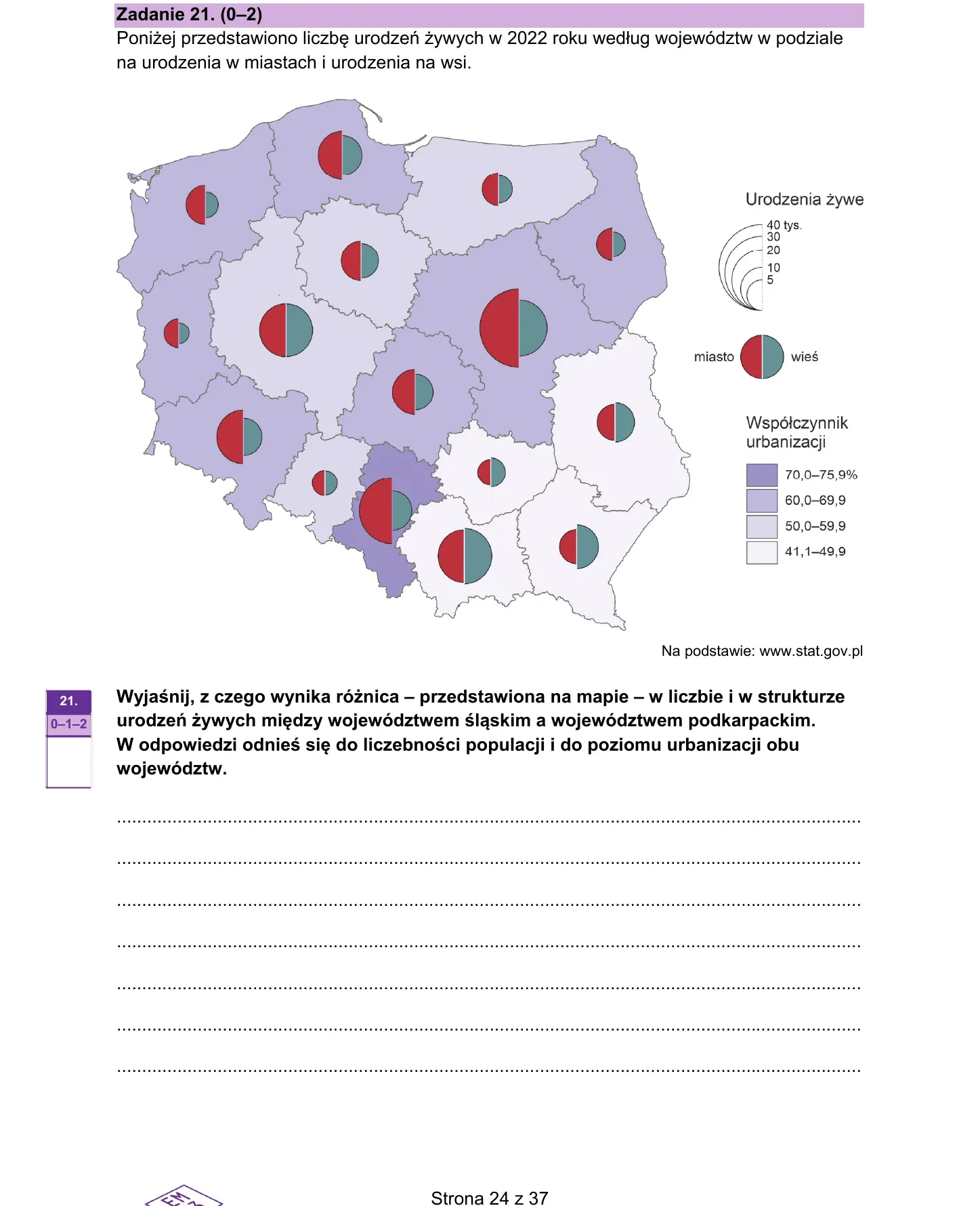 Zadanie 21 — geografia 2026, poziom rozszerzony, arkusz CKE