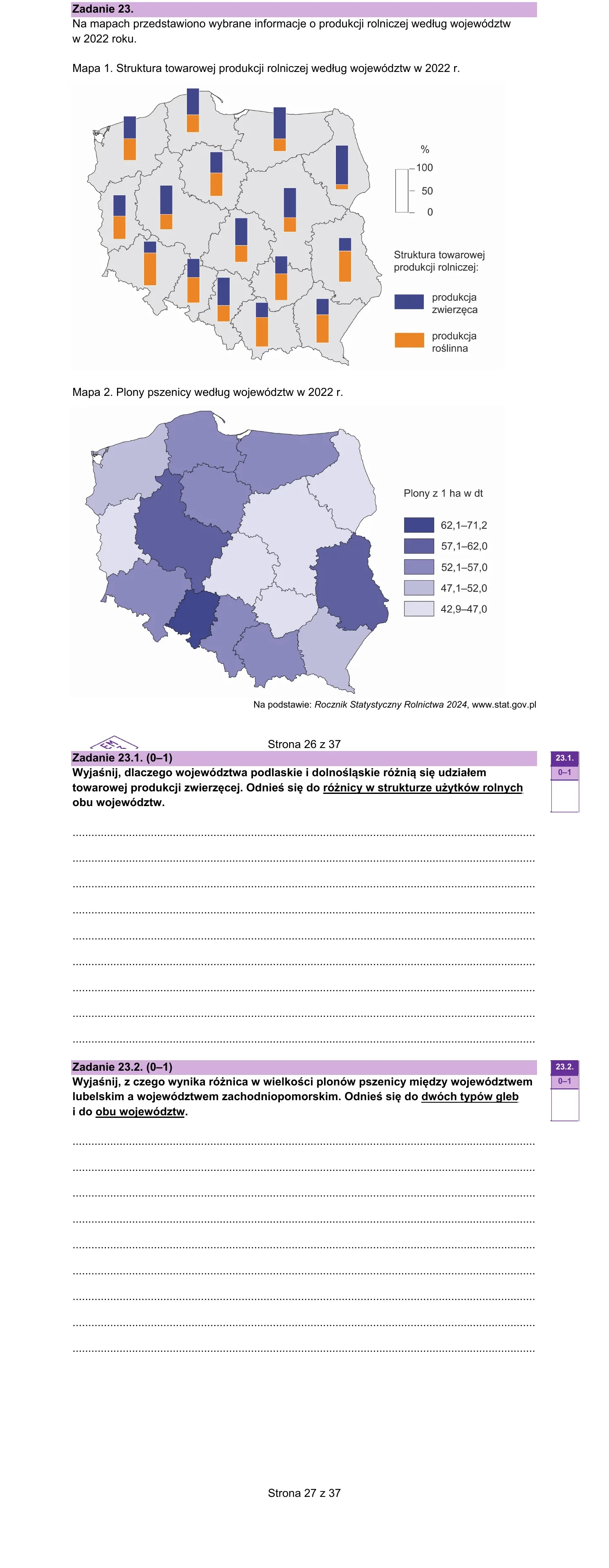 Zadanie 23 — geografia 2026, poziom rozszerzony, arkusz CKE