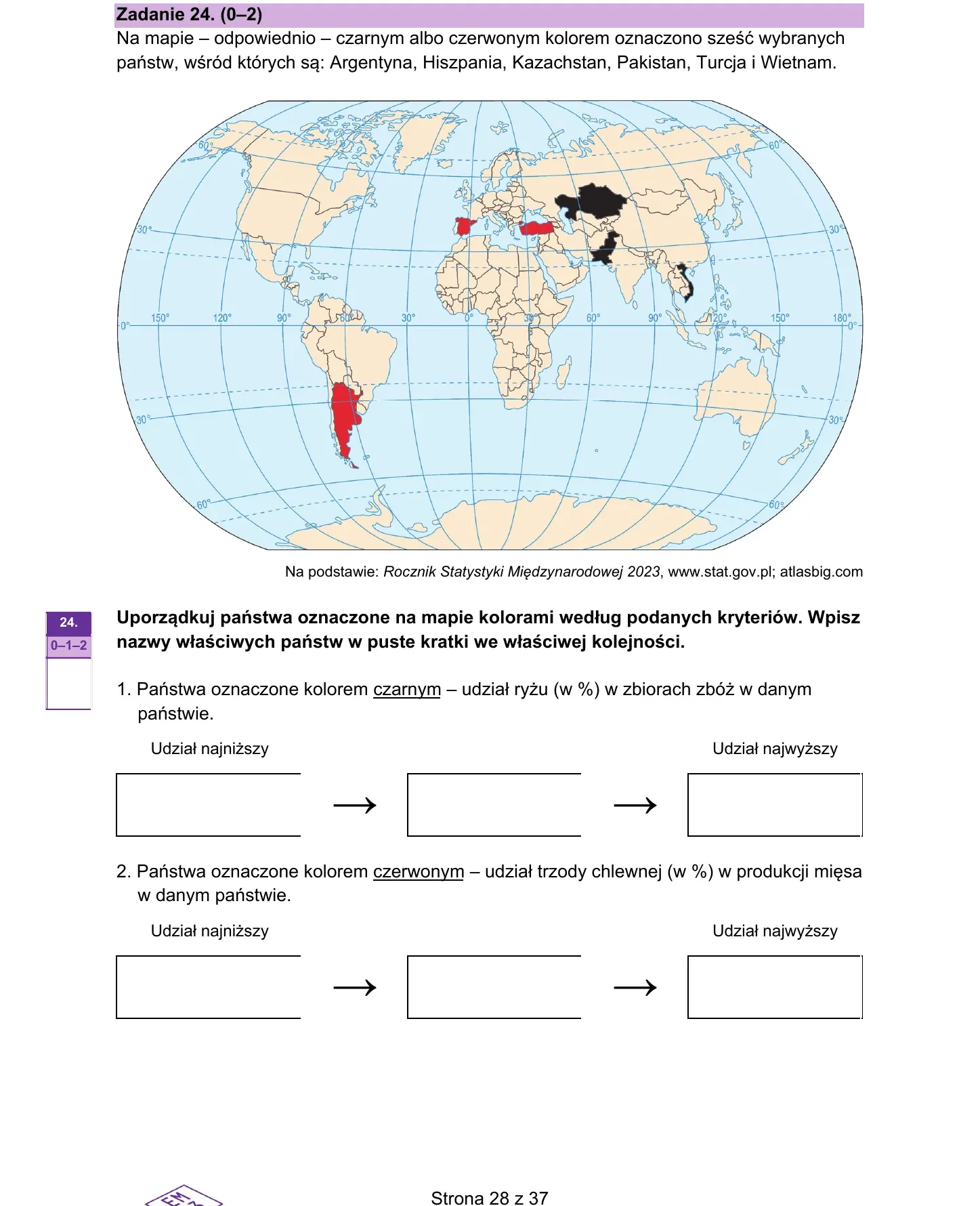 Zadanie 24 — geografia 2026, poziom rozszerzony, arkusz CKE
