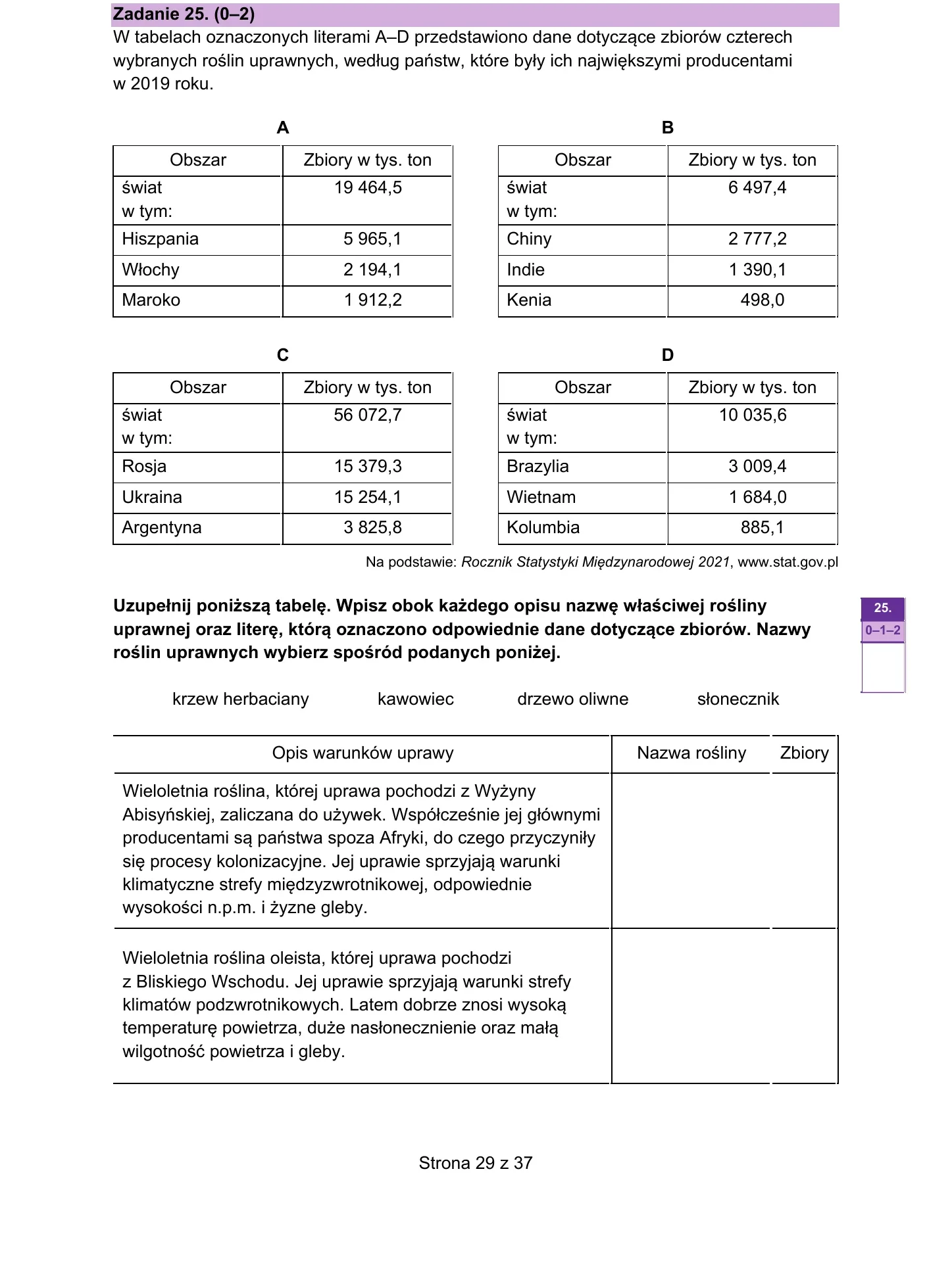 Zadanie 25 — geografia 2026, poziom rozszerzony, arkusz CKE