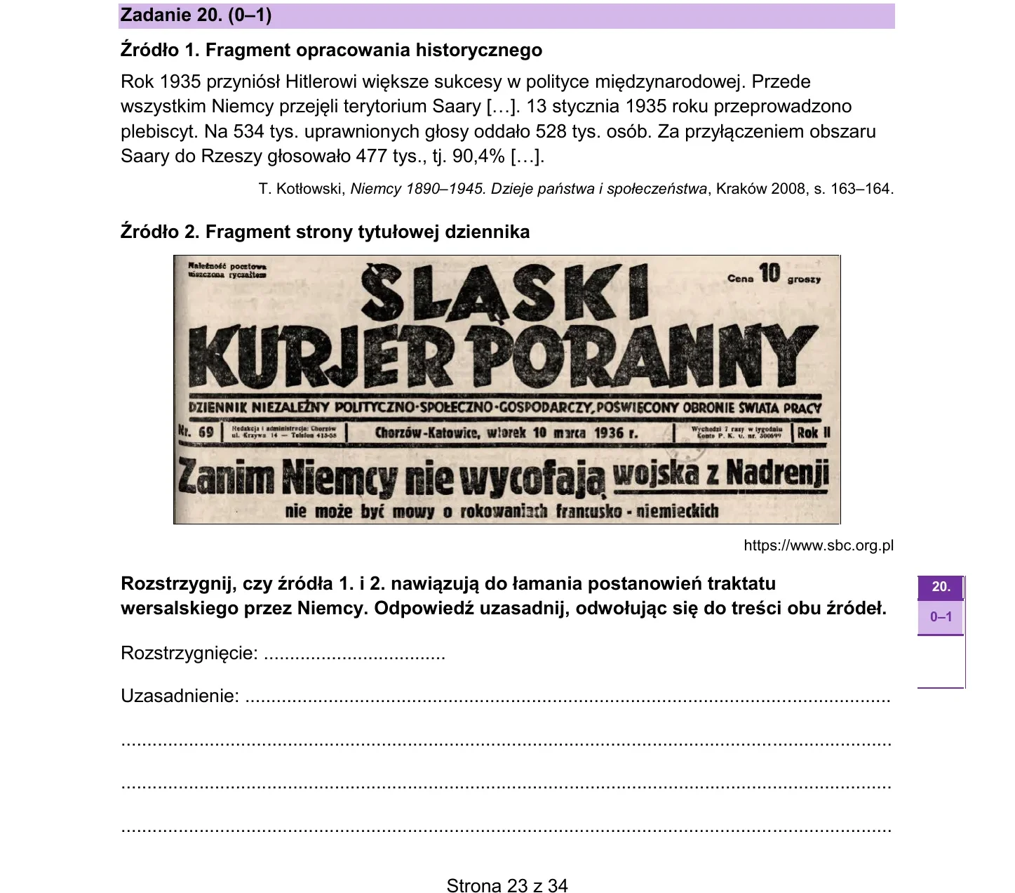 Zadanie 20 - historia 2023 PR