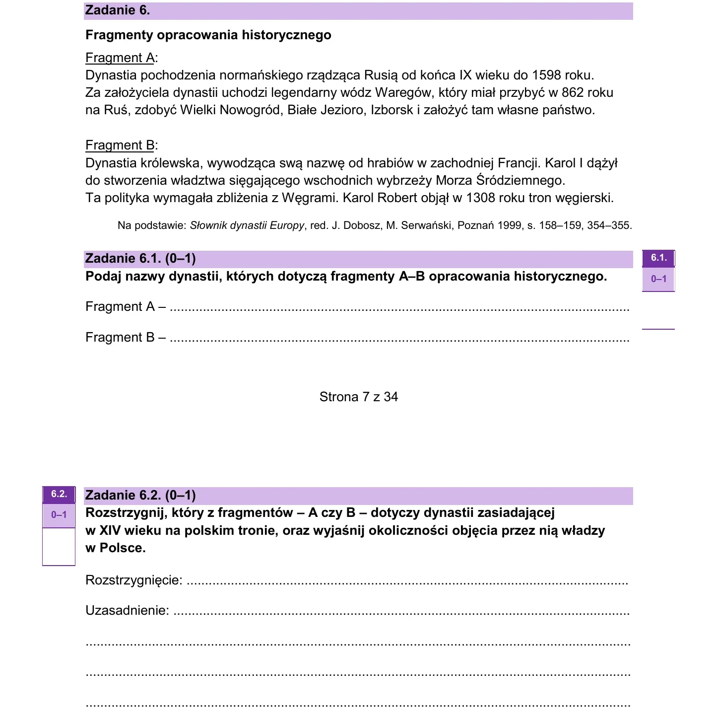 Zadanie 6 — historia 2026, poziom rozszerzony, arkusz CKE