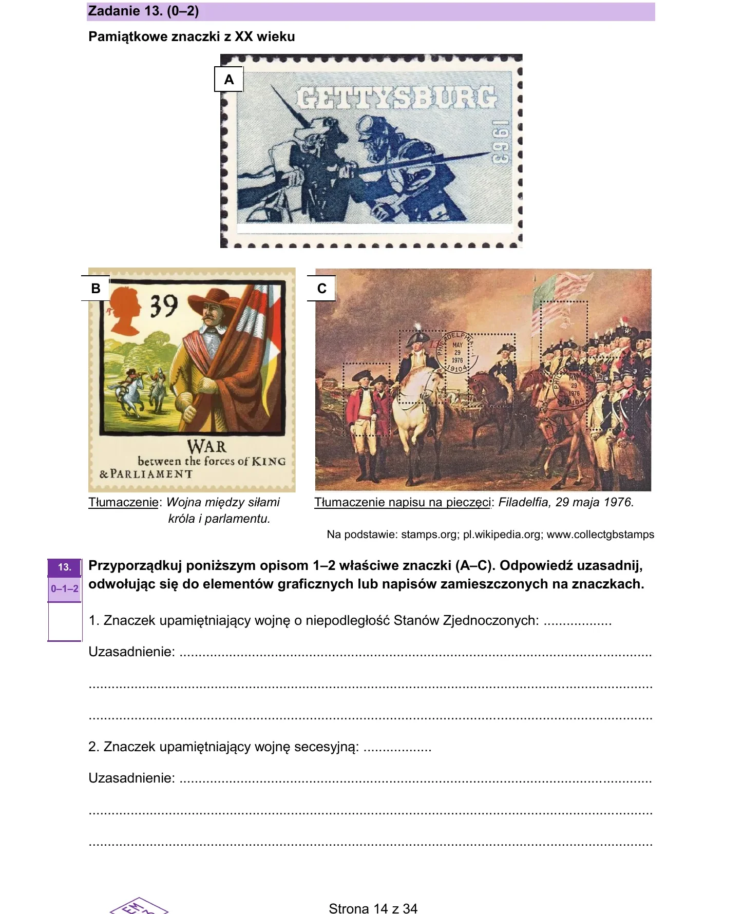 Zadanie 13 — historia 2026, poziom rozszerzony, arkusz CKE