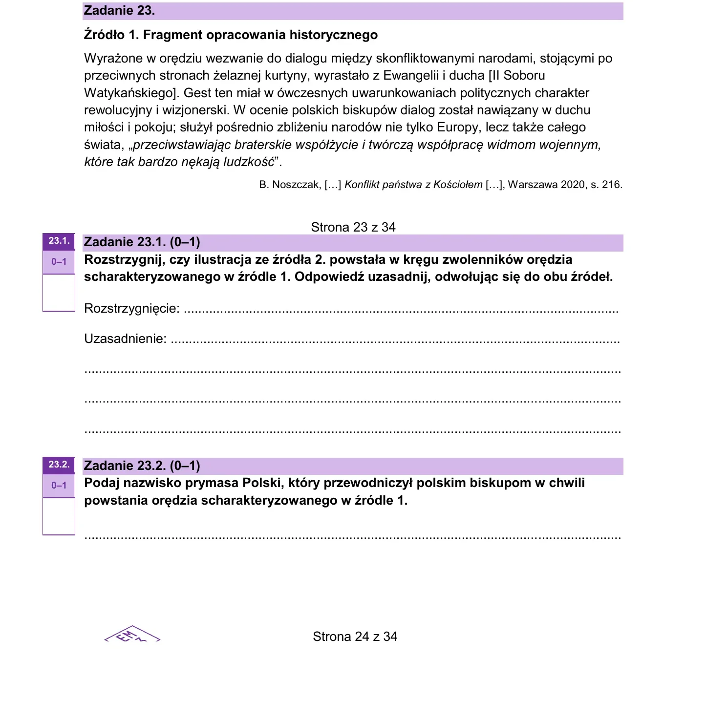 Zadanie 23 — historia 2026, poziom rozszerzony, arkusz CKE