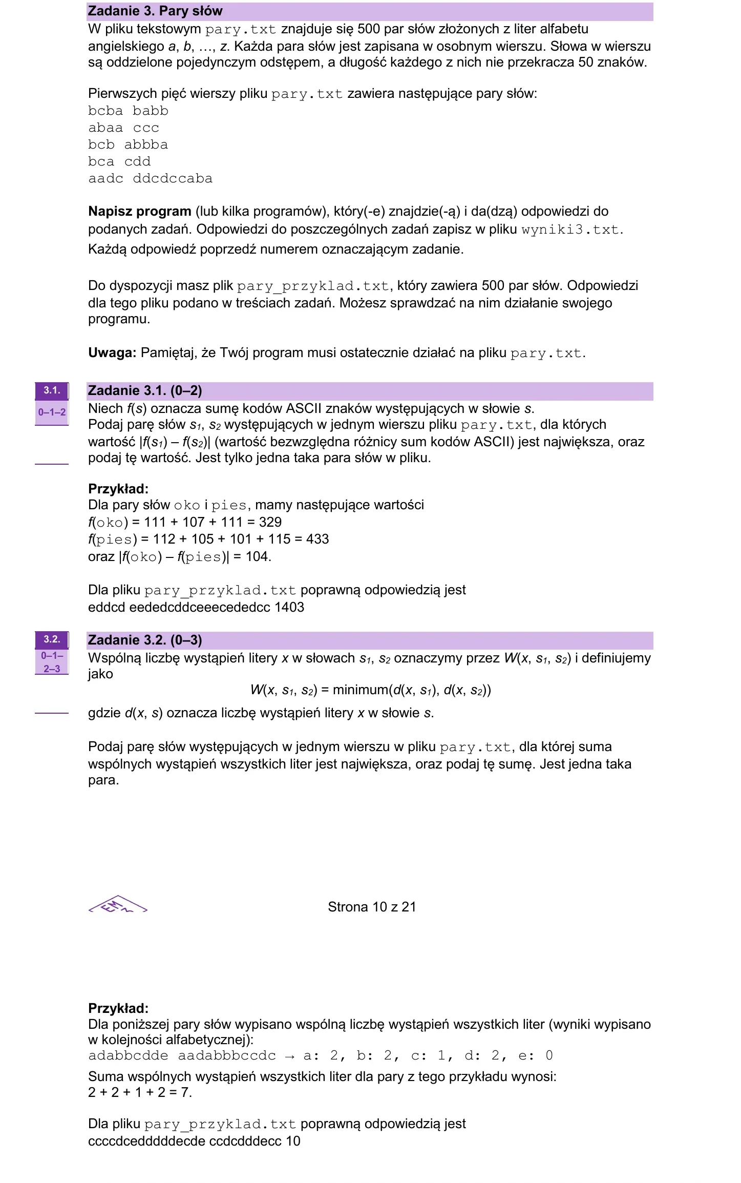 Zadanie 3 — informatyka 2026, poziom rozszerzony, arkusz CKE