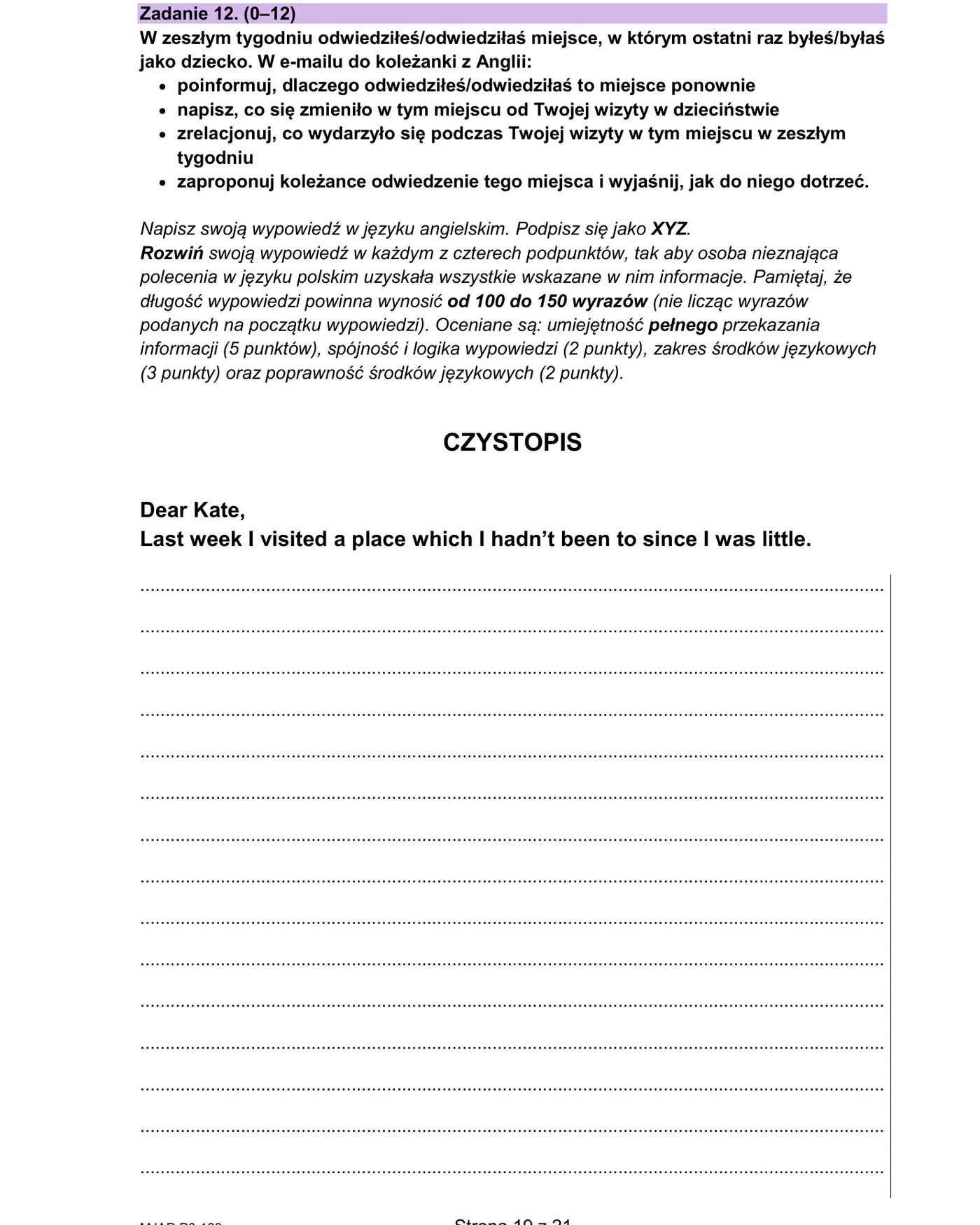 Zadanie 12 - email writing