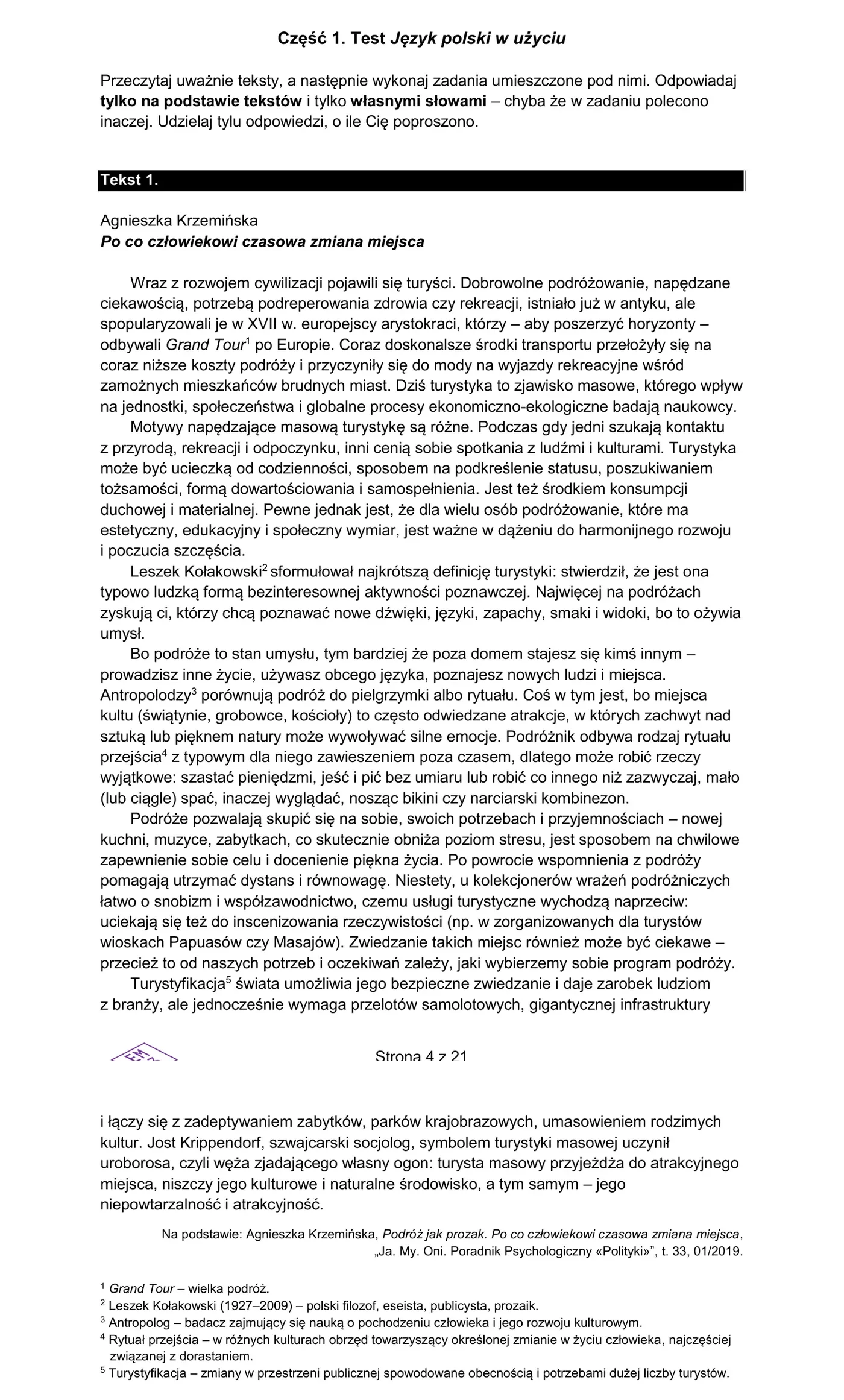 Tekst 1 z arkusza CKE