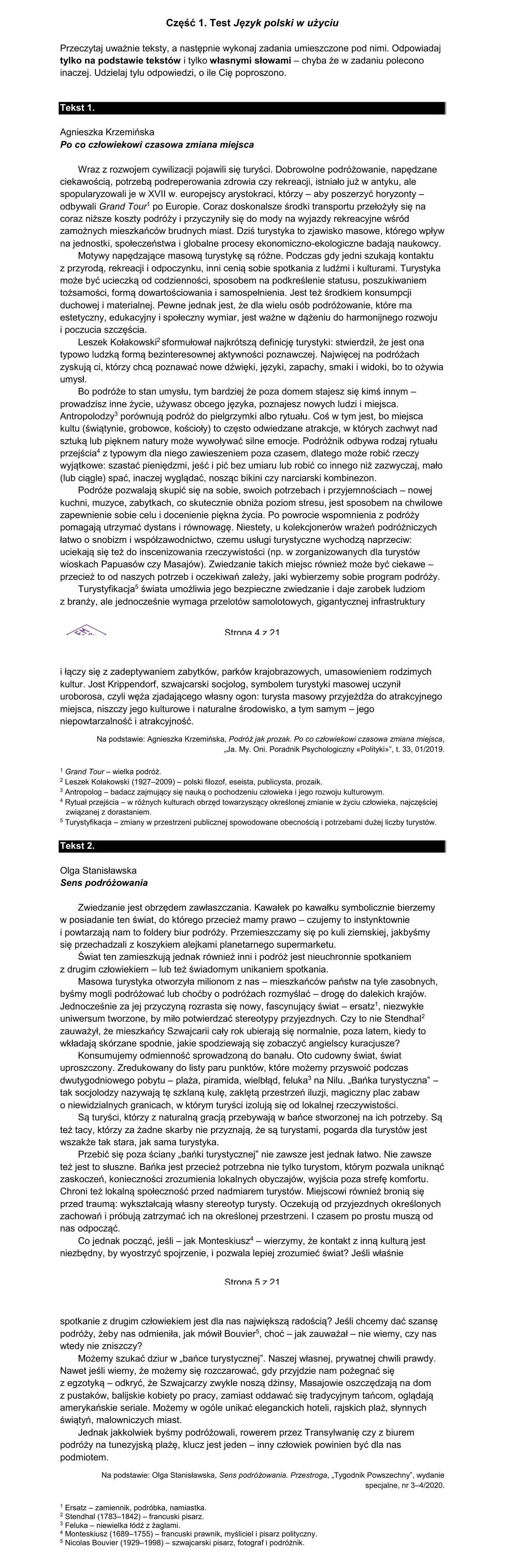 Teksty źródłowe (Tekst 1 i Tekst 2)