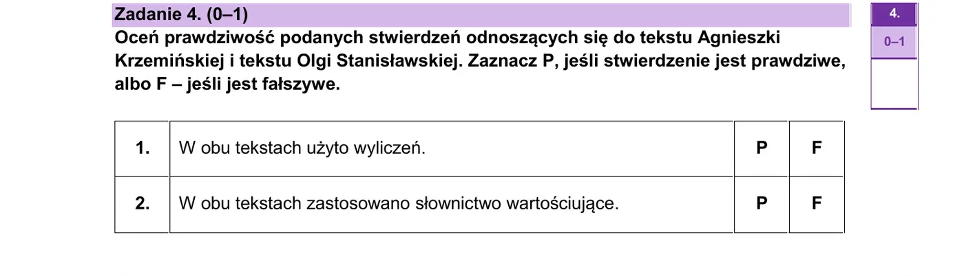 Zadanie 4 - strona 7 arkusza CKE