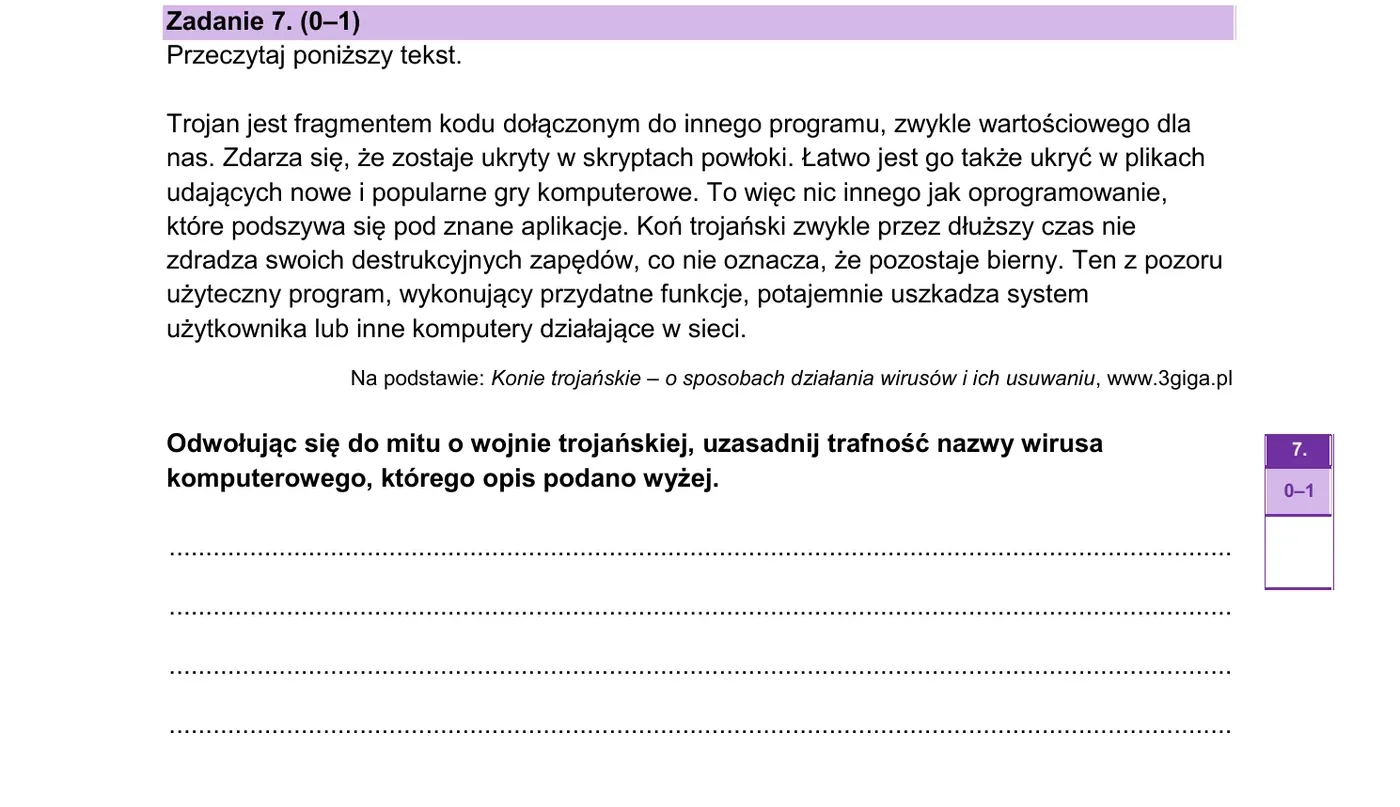 Zadanie 7 - strona 9 arkusza CKE