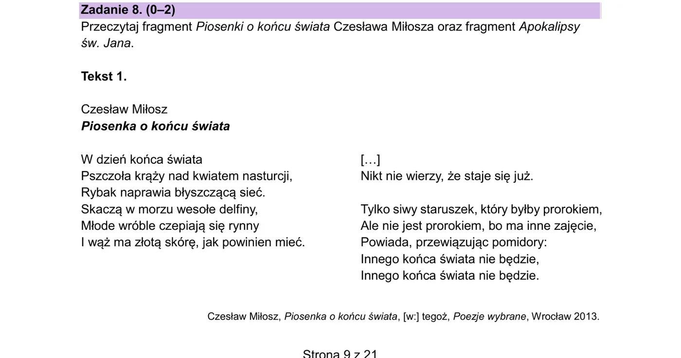 Zadanie 8 - strona 9 arkusza CKE