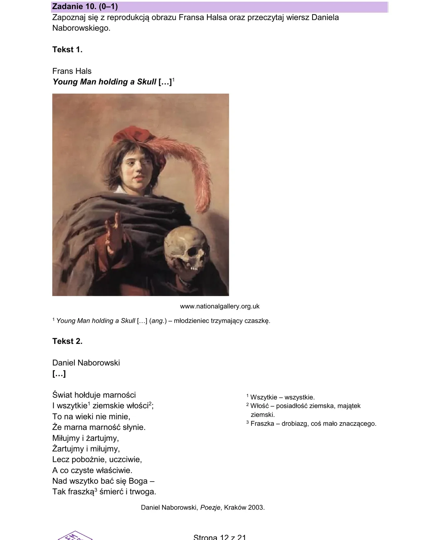 Zadanie 10 - strona 12 arkusza CKE