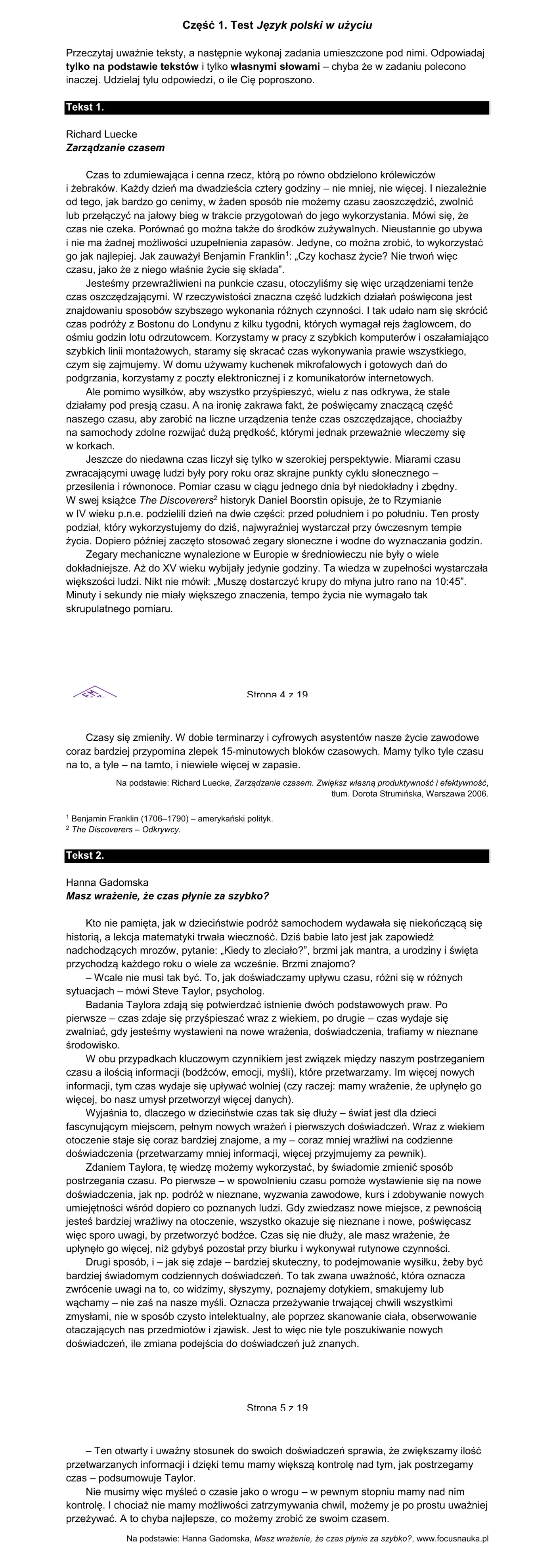 Teksty źródłowe (Tekst 1 i Tekst 2)