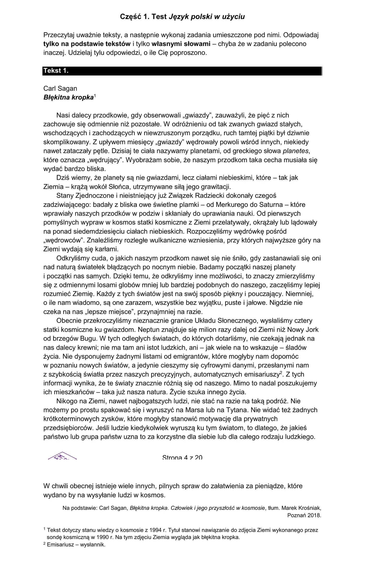 Tekst 1 z arkusza CKE
