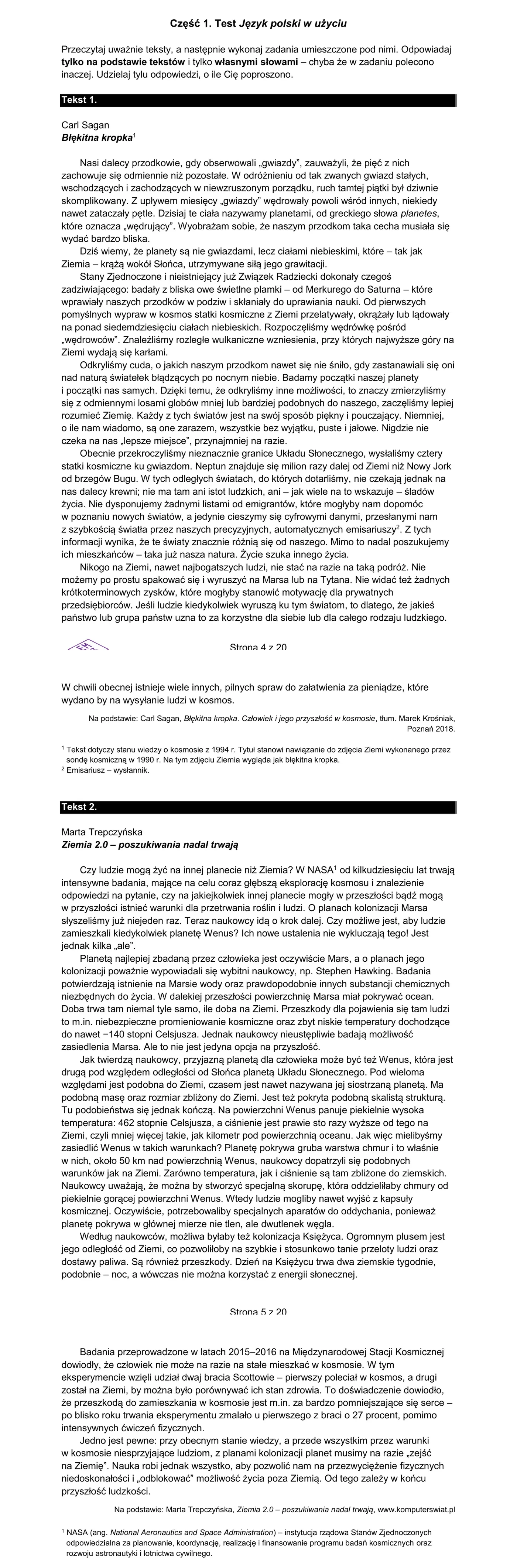 Teksty źródłowe (Tekst 1 i Tekst 2)