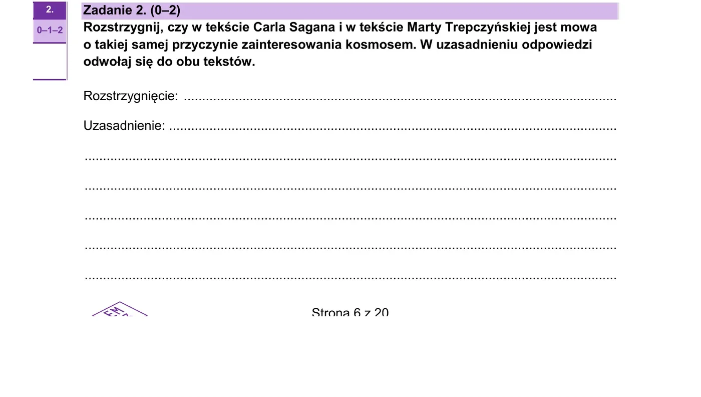 Zadanie 2 - strona 6 arkusza CKE
