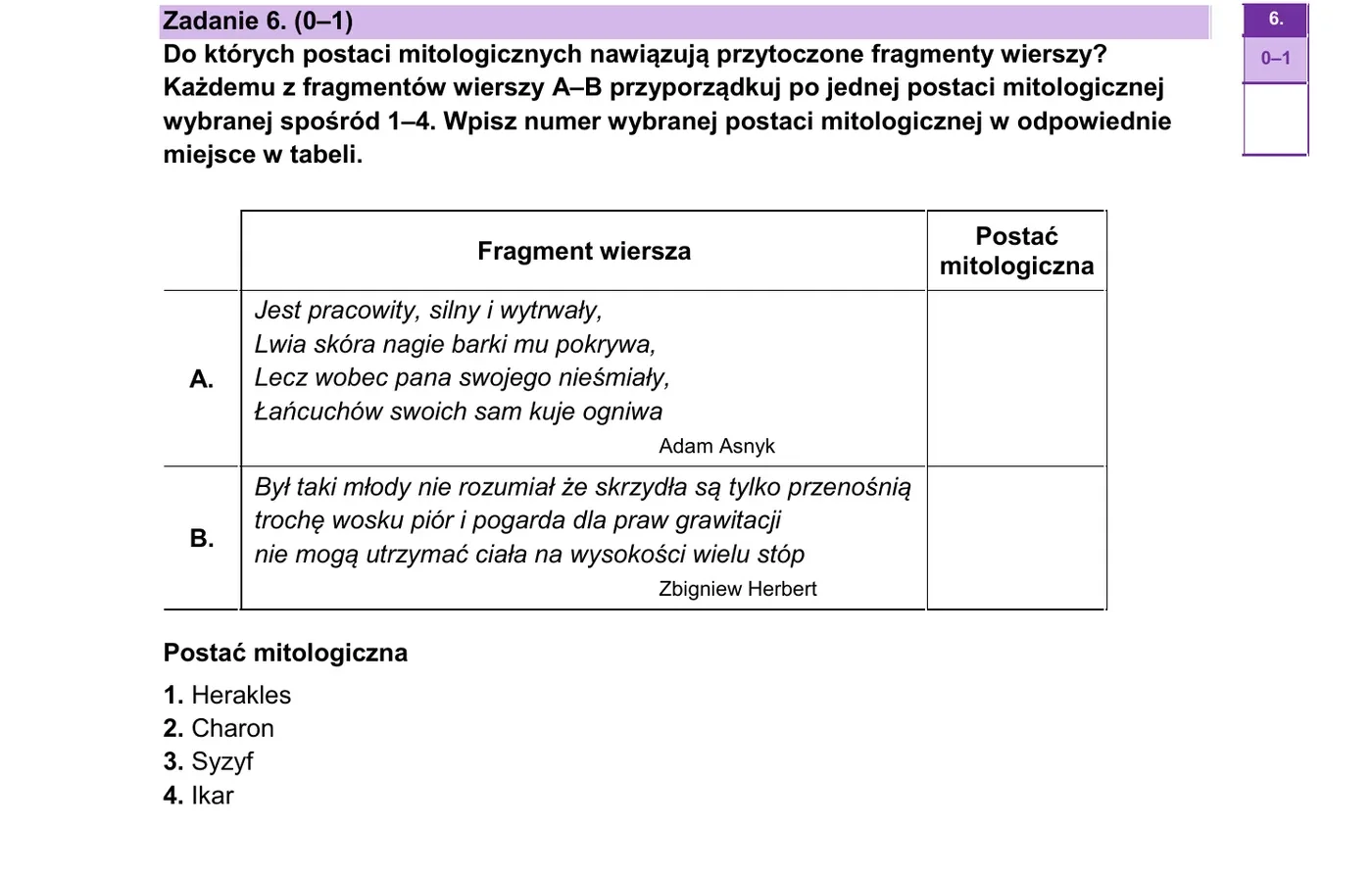 Zadanie 6 - strona 9 arkusza CKE