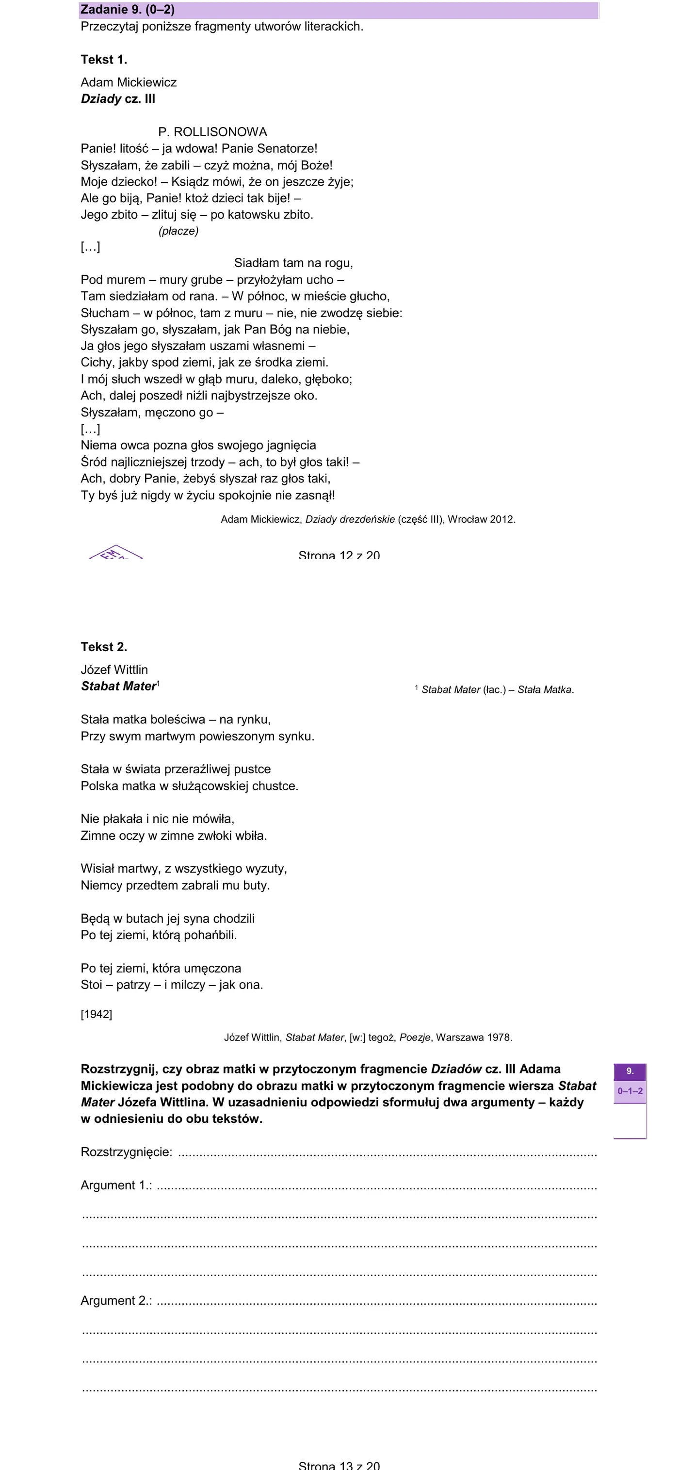 Zadanie 9 - strona 12 arkusza CKE