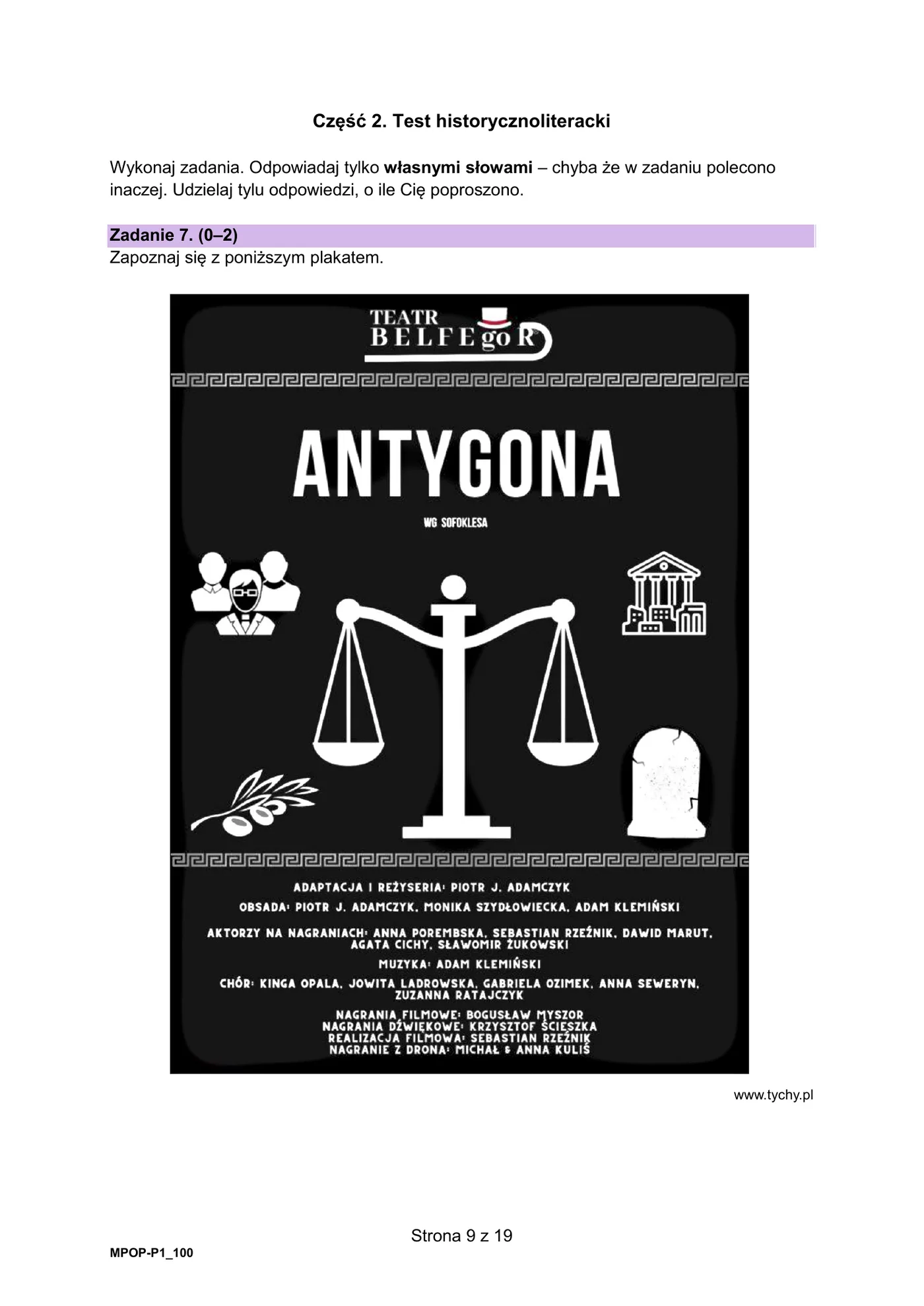 Plakat Antygony wg Sofoklesa - Teatr Belfegor