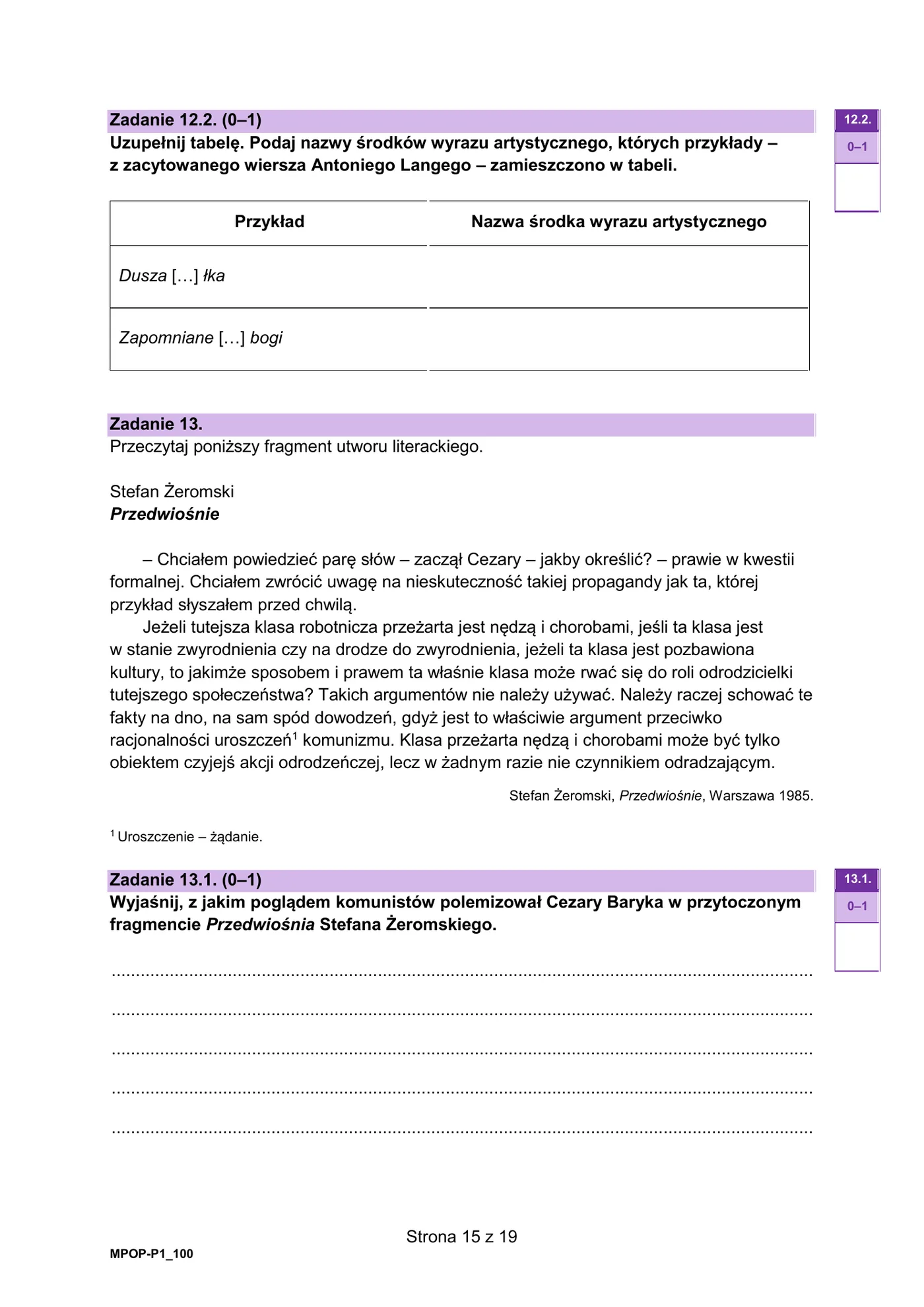 Fragment "Przedwiośnia" Stefana Żeromskiego
