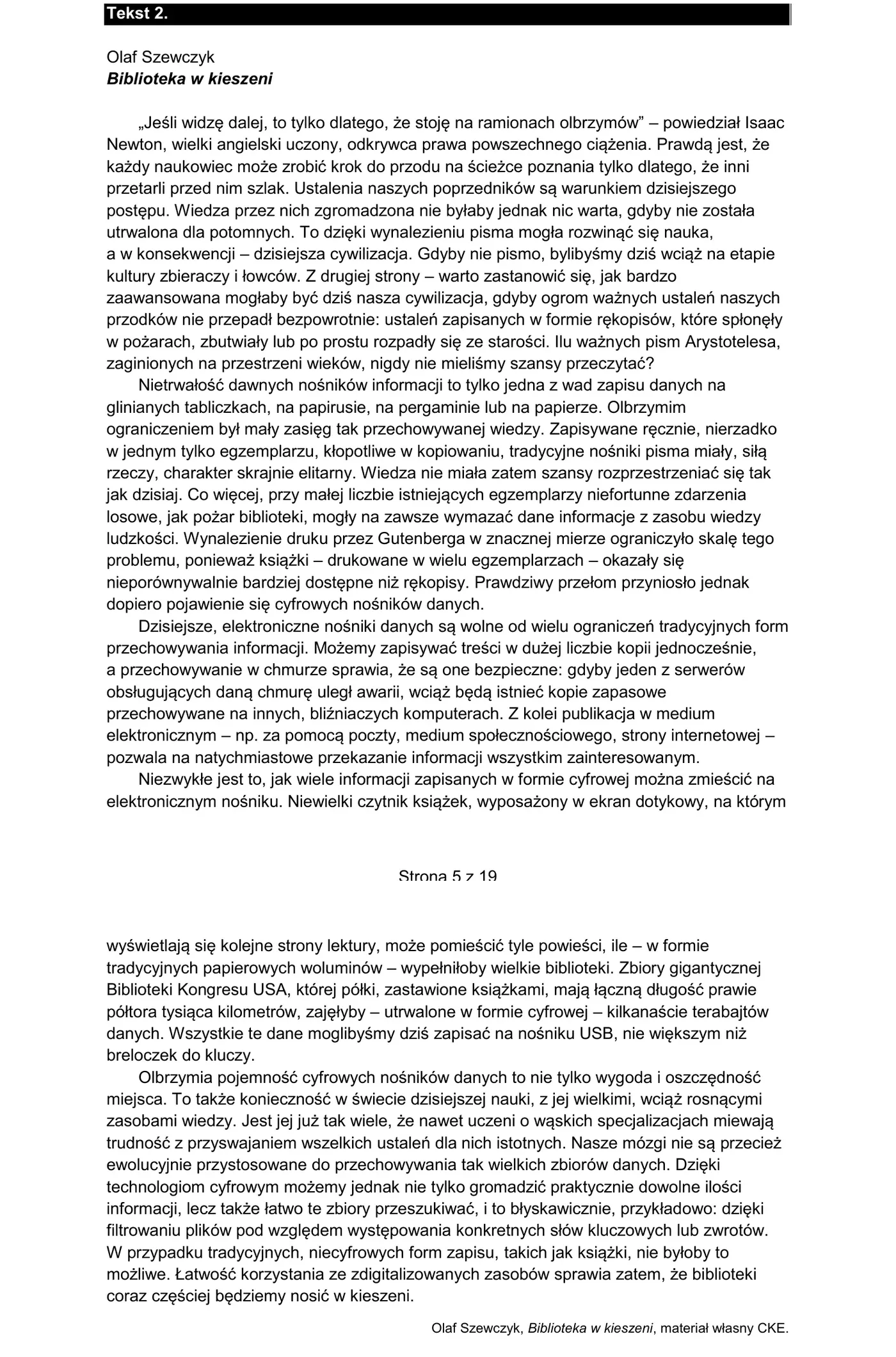 Tekst 2 z arkusza CKE