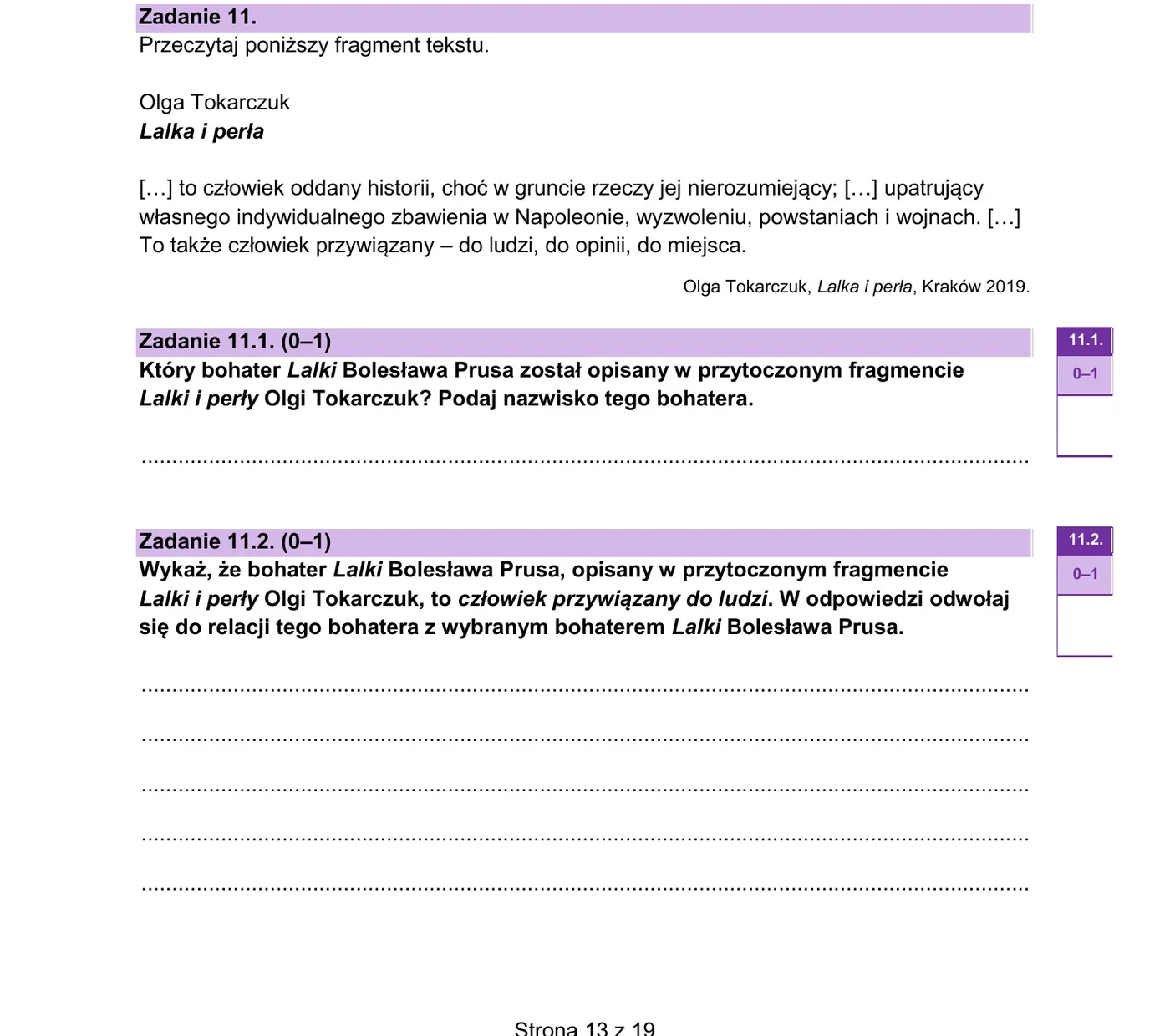 Zadanie 11 - fragment Lalki i perły Tokarczuk