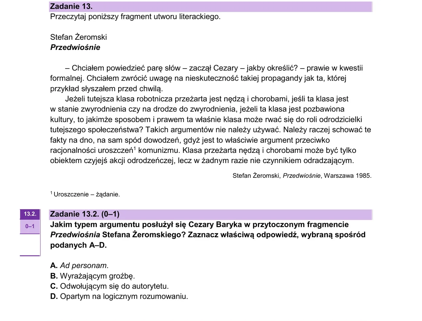 Zadanie 13 - fragment Przedwiośnia Żeromskiego