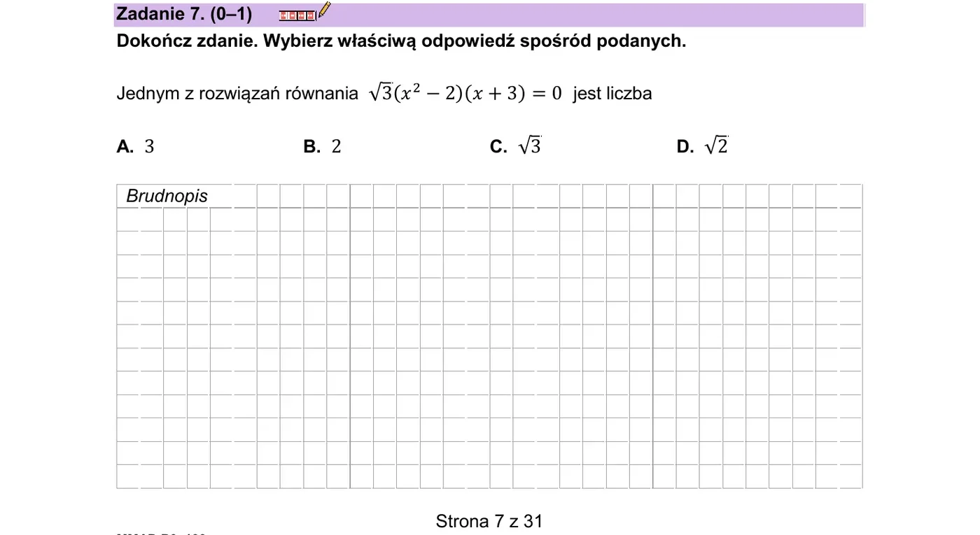 Zadanie 7 - iloczyn równy zeru