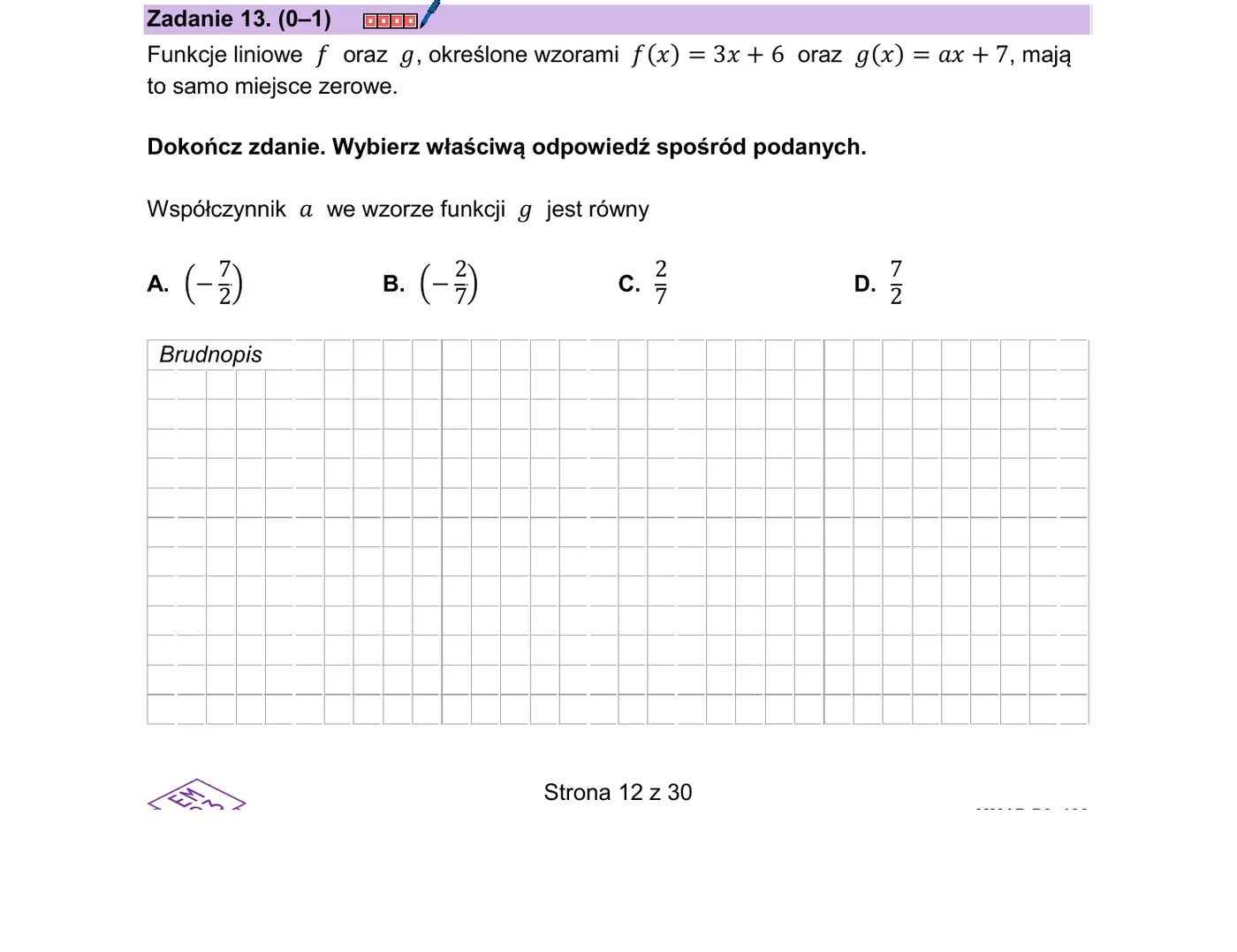 Zadanie 13 - strona 12 arkusza CKE