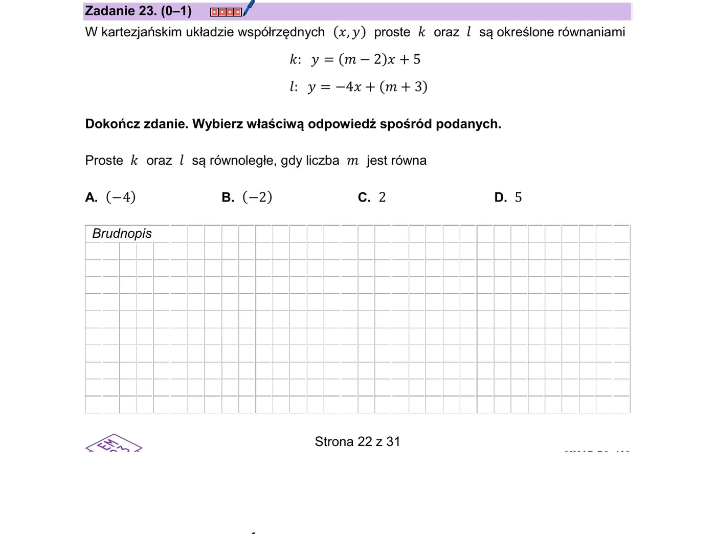 Zadanie 23 - strona 22 arkusza CKE